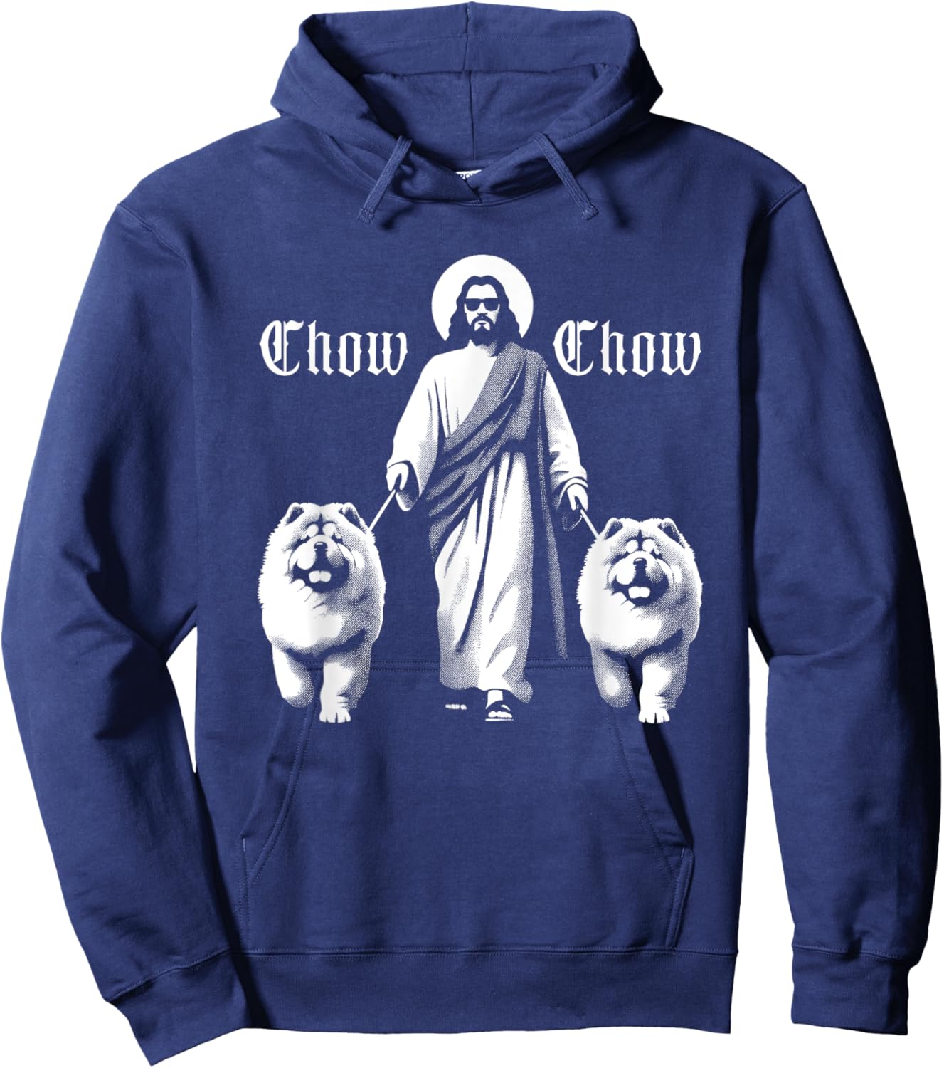 Jesus Chow Chow Dogs - Funny Christian Religious Dog Lover Hoodie - Hoodie | Navy