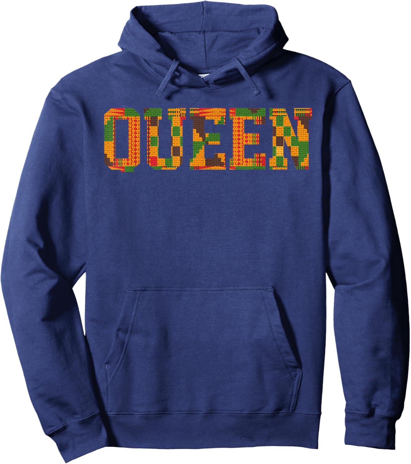 African Queen Art Girls Kente Cloth African Print Hoodie - Hoodie | Navy