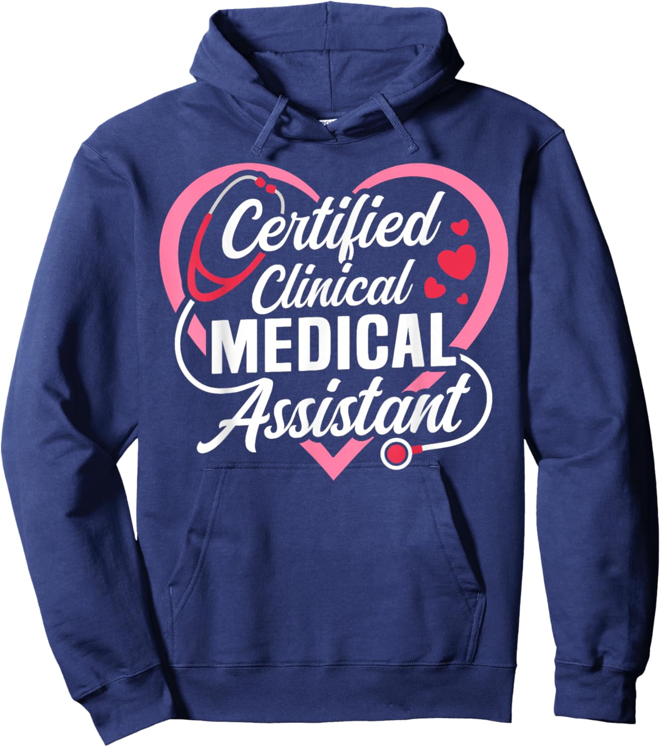 Cute CCMA Certified Clinical Medical Assistant Heart Hoodie - Hoodie | Navy
