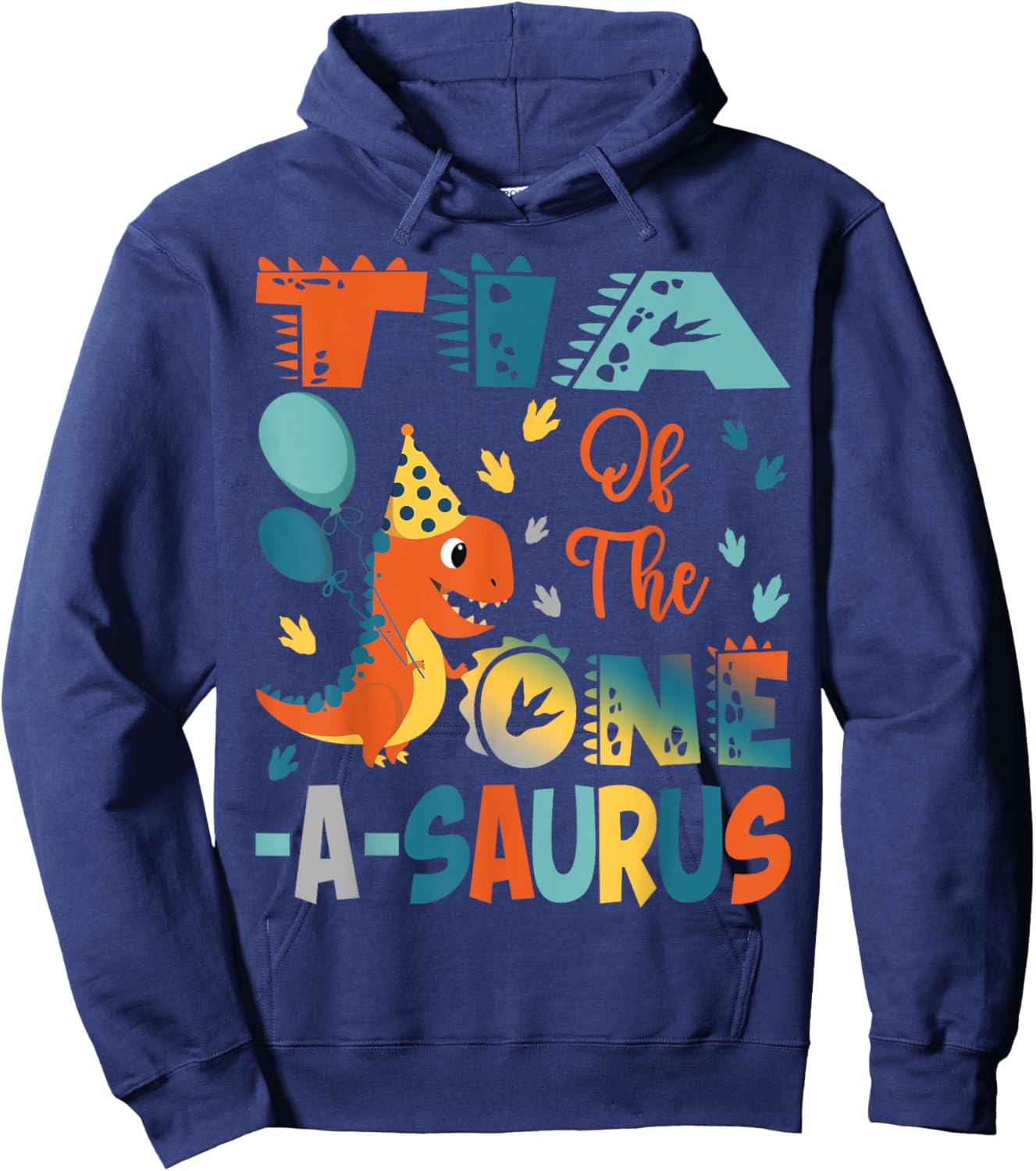 Tia Of The One-A-Saurus 2Nd Birthday Dinosaur Party Hoodie - Hoodie | Navy