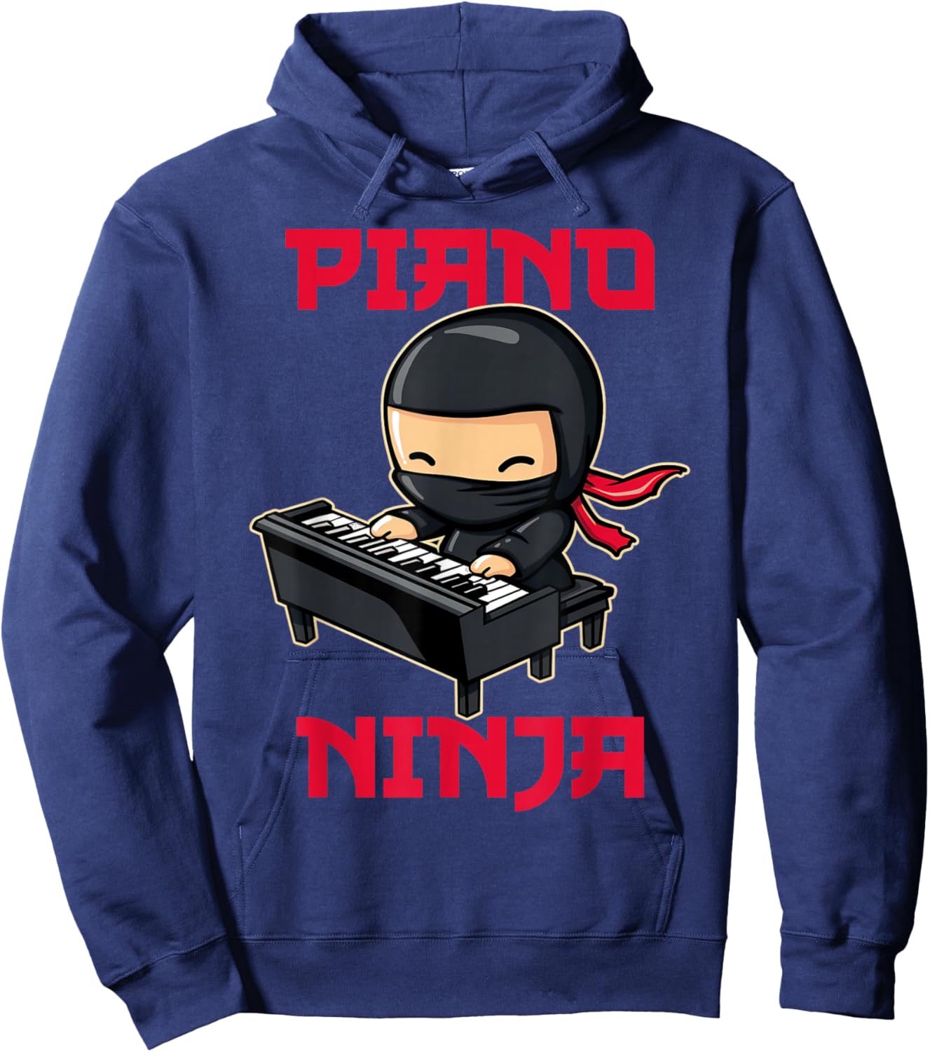 Piano Ninja Funny Cute Kawaii Music Musician Pianist Hoodie - Hoodie | Navy