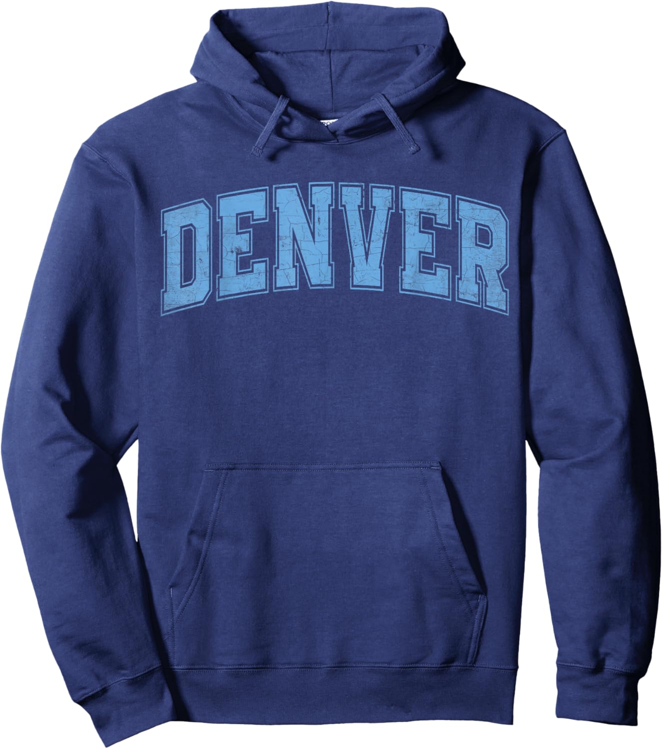Denver Light Blue Vintage Style Retro Text Hoodie - Hoodie | Navy