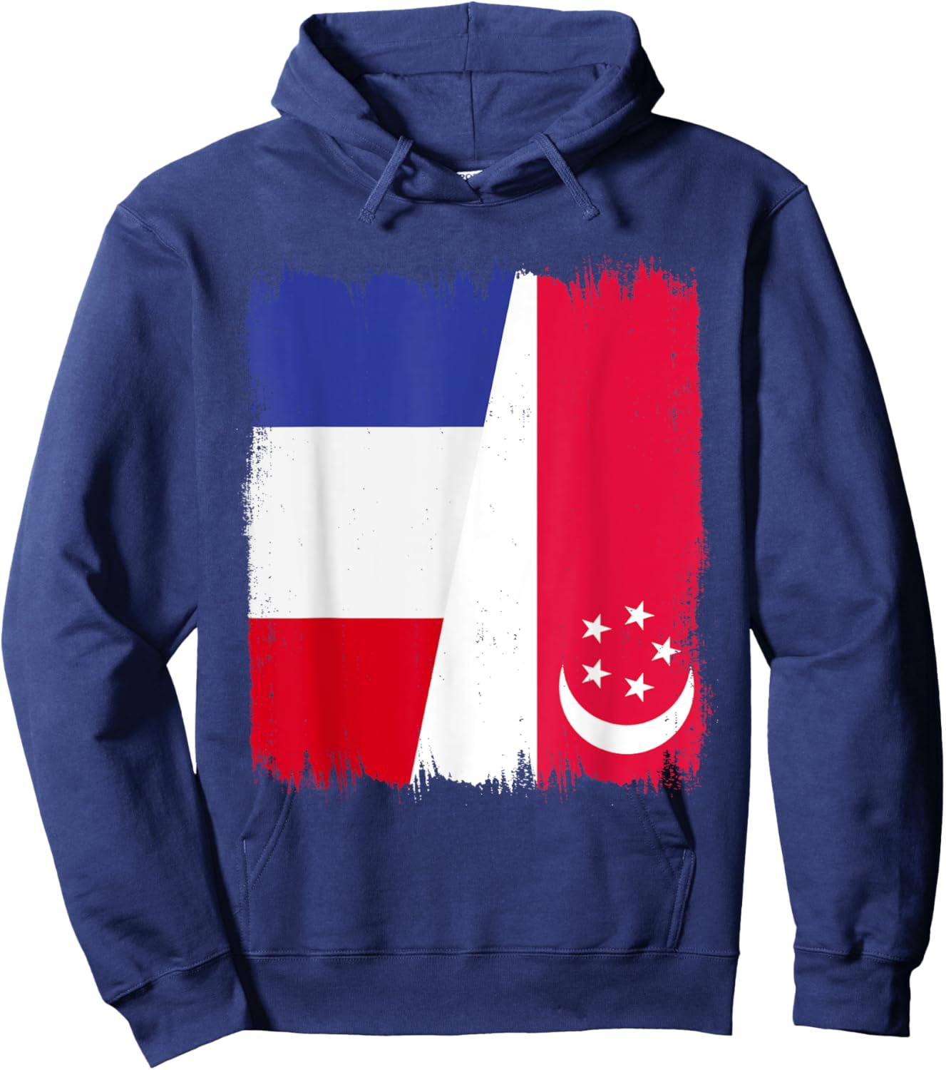 France Republic of Singapore Flag Singaporean French Hoodie - Hoodie | Navy