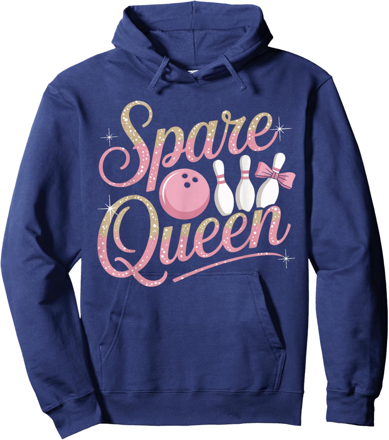 Spare Queen Female Bowling Graphic Design Hoodie - Hoodie | Navy