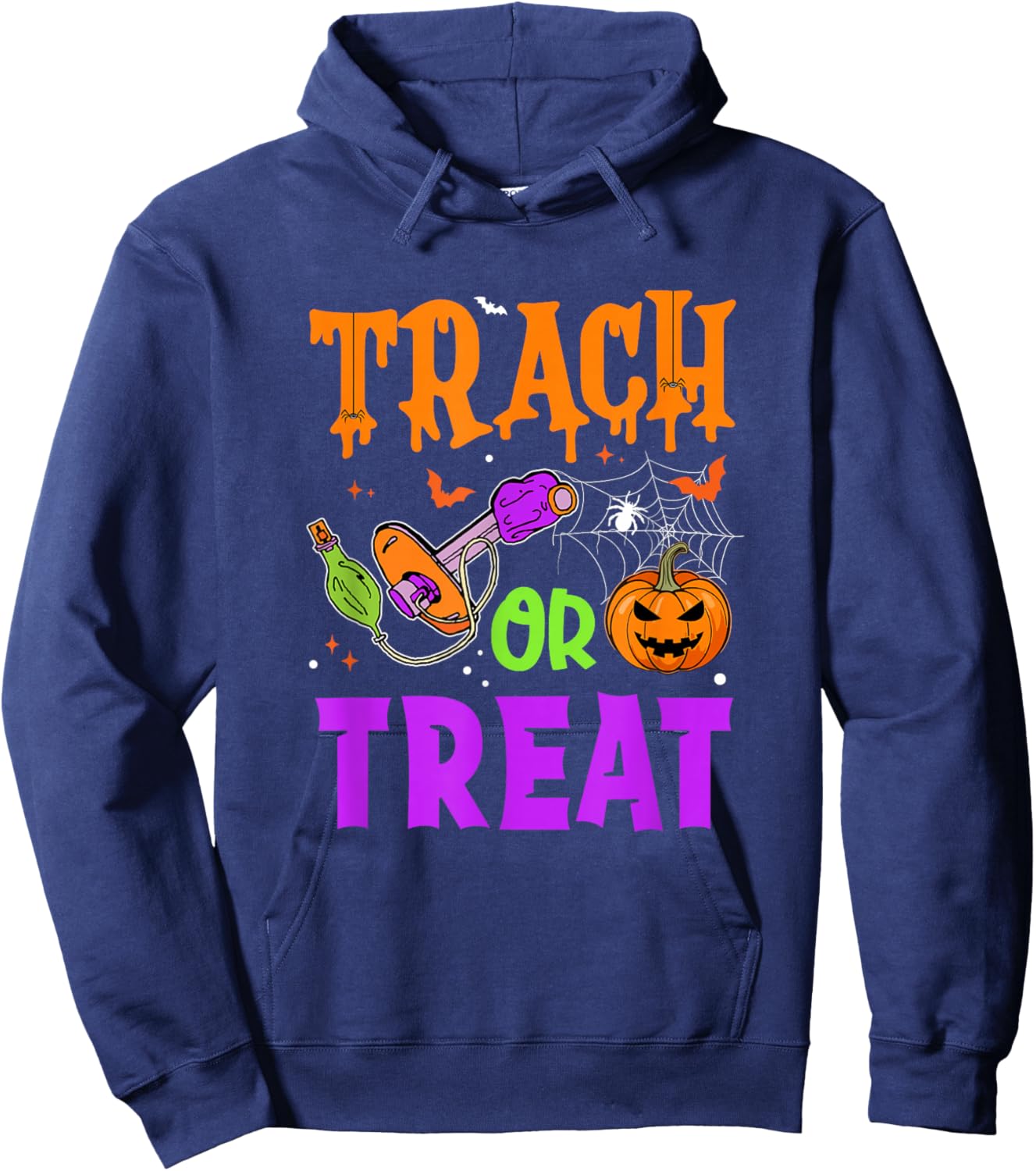Respiratory Therapist Trach Or Treat Icu Rn Halloween Nurse Hoodie - Hoodie | Navy