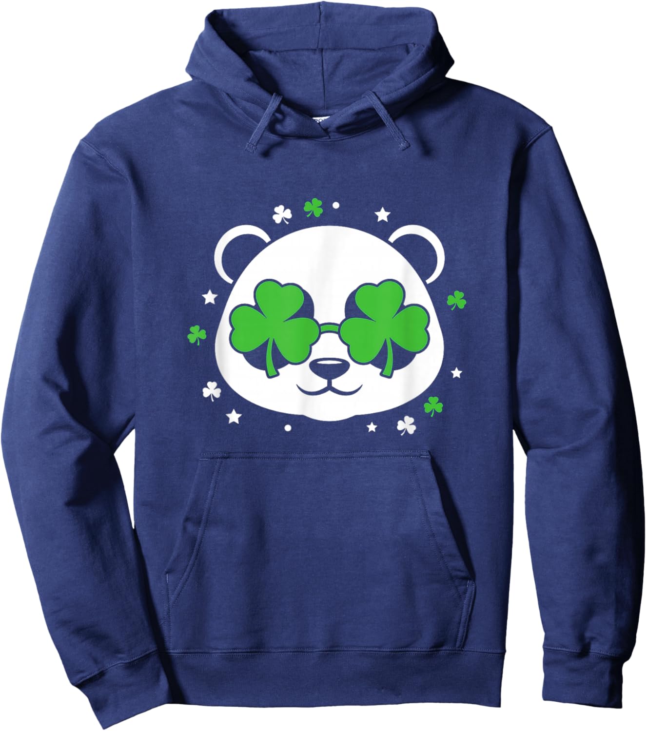 Lucky Charm Panda Funny 2 Shamrocks St. Patrick's Day Hoodie - Hoodie | Navy