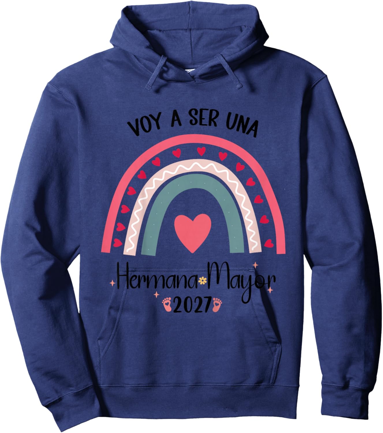 Kids Big Sister 2027 Spanish Voy A Ser Hermana Mayor 2027 Hoodie - Hoodie | Navy