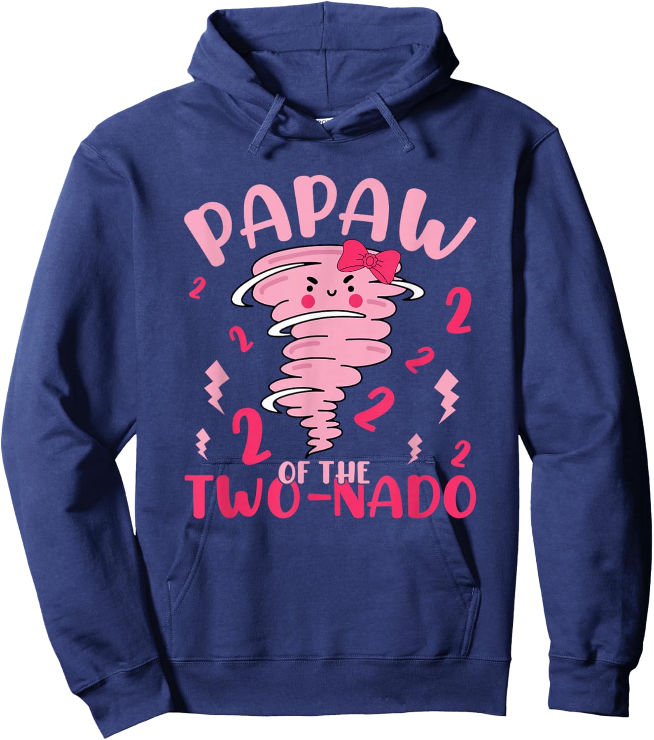 Papaw of The Two-nado Tornado Theme 2nd Birthday Party Hoodie - Hoodie | Navy