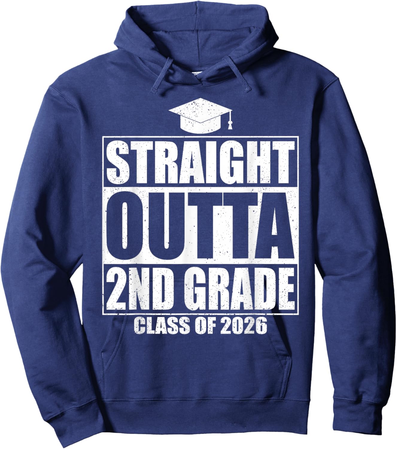 Straight Outta 2nd Grade Graduation Class 2026 Second Grade Hoodie - Hoodie | Navy