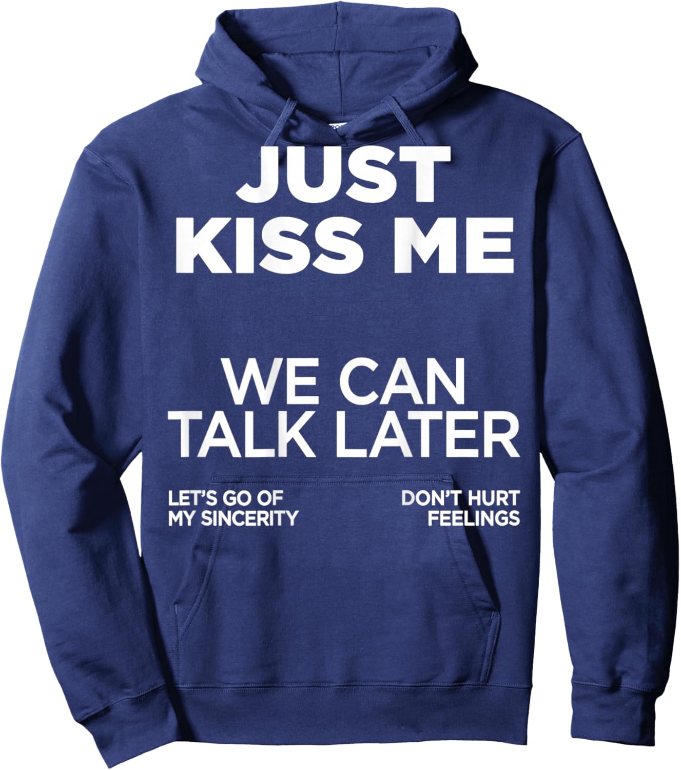Just Kiss Me X We Can Talk Later X Love Valentine's Day Back Hoodie - Hoodie | Navy