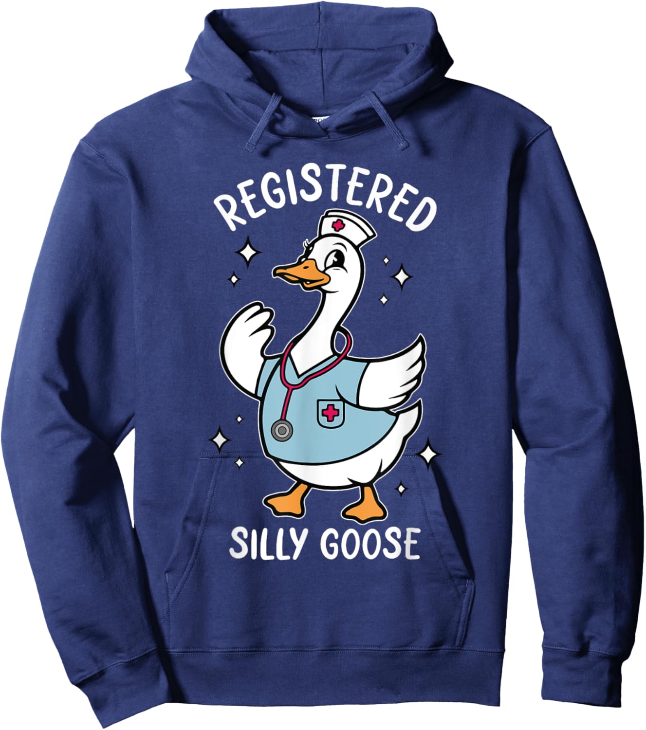 Silly Goose Registered Nurse Animal Lover RN Nurses Day Hoodie - Hoodie | Navy