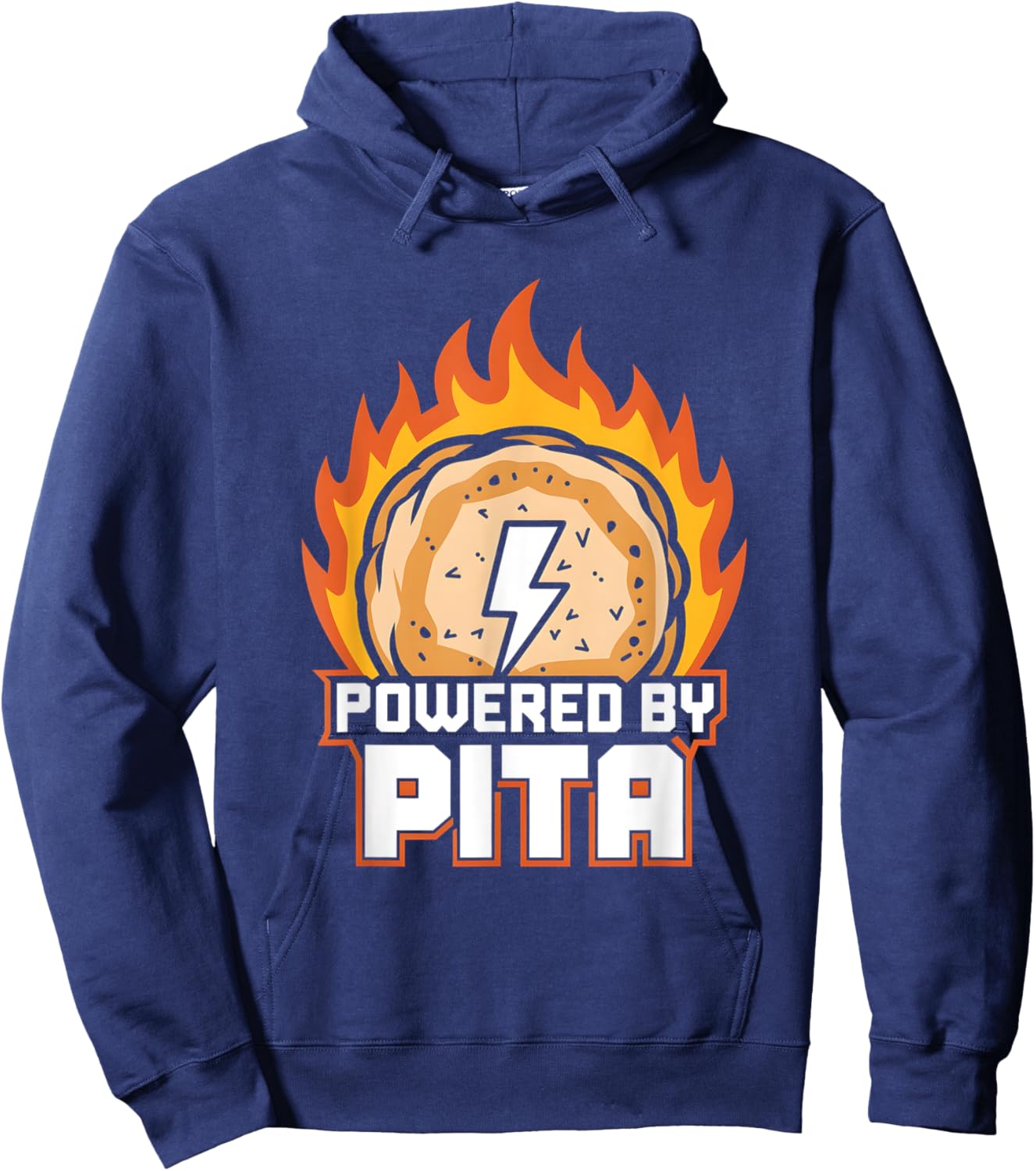 Funny Foodie Energy Lover Powered By Pita Hoodie - Hoodie | Navy