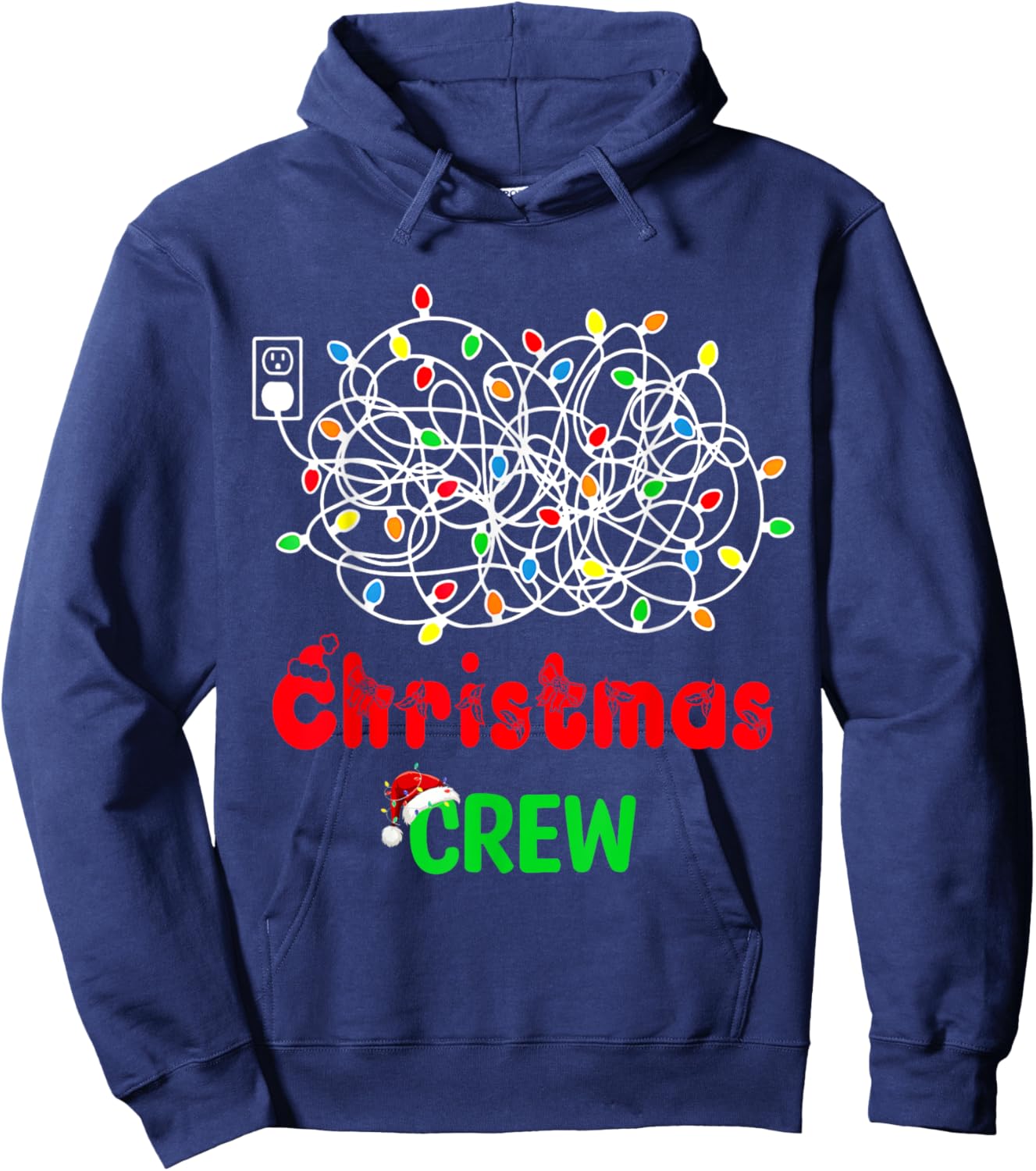 Christmas Crew Xmas Lights Pajama Happy Holiday Boy Girl Hoodie - Hoodie | Navy
