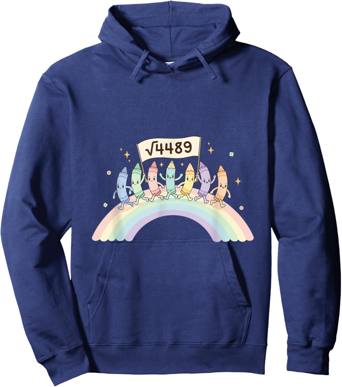 67 Meme Square Root 4489 Cute Crayon Six Seven Math Teacher Hoodie - Hoodie | Navy