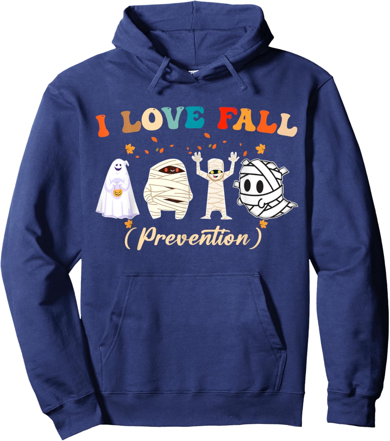 Retro I Love Fall Prevention Fall Nurse Ghost Halloween Hoodie - Hoodie | Navy