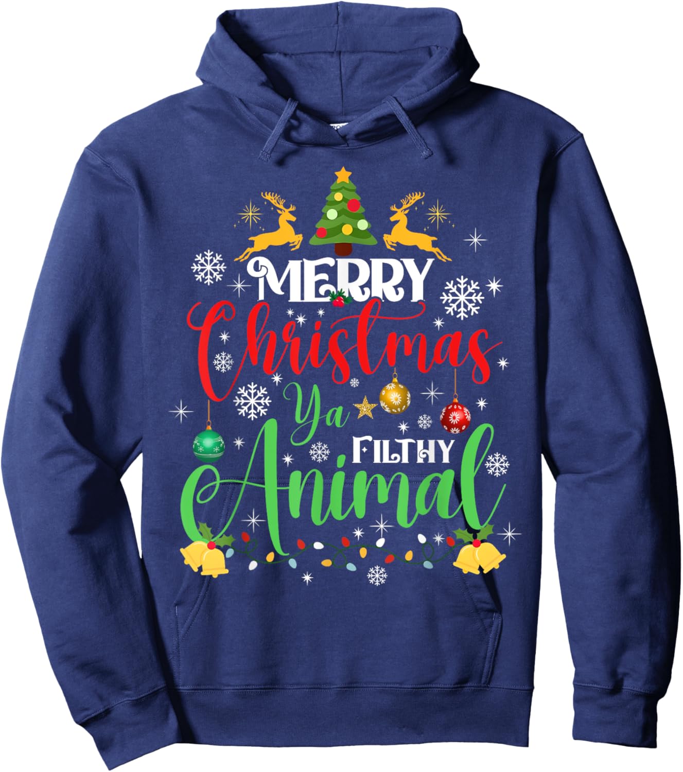 Merry Christmas Animal Filthy Ya Xmas Family Pajama Hoodie - Hoodie | Navy