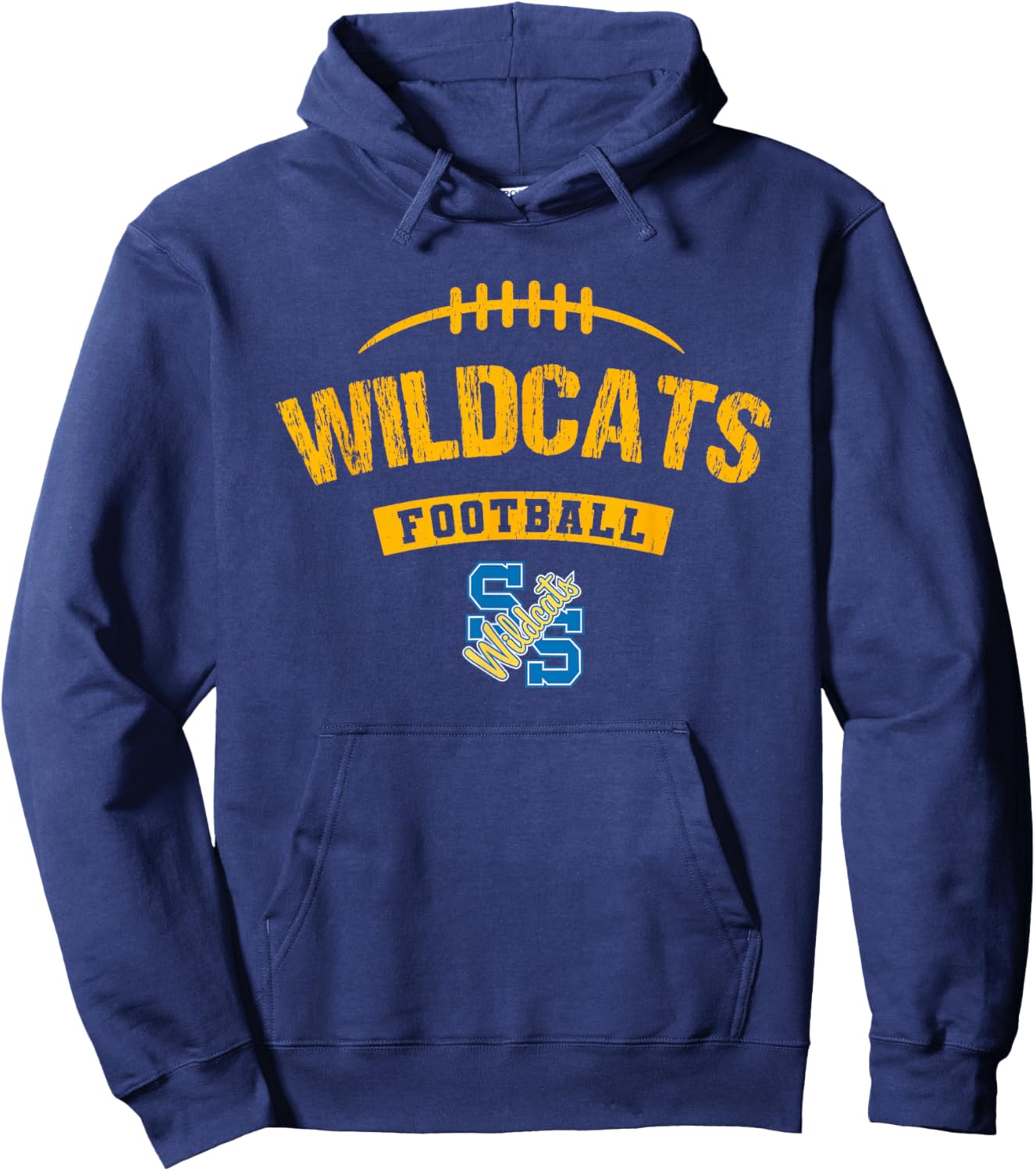 Sulphur Springs Wildcats Logo Football Distressed HS Hoodie - Hoodie | Navy