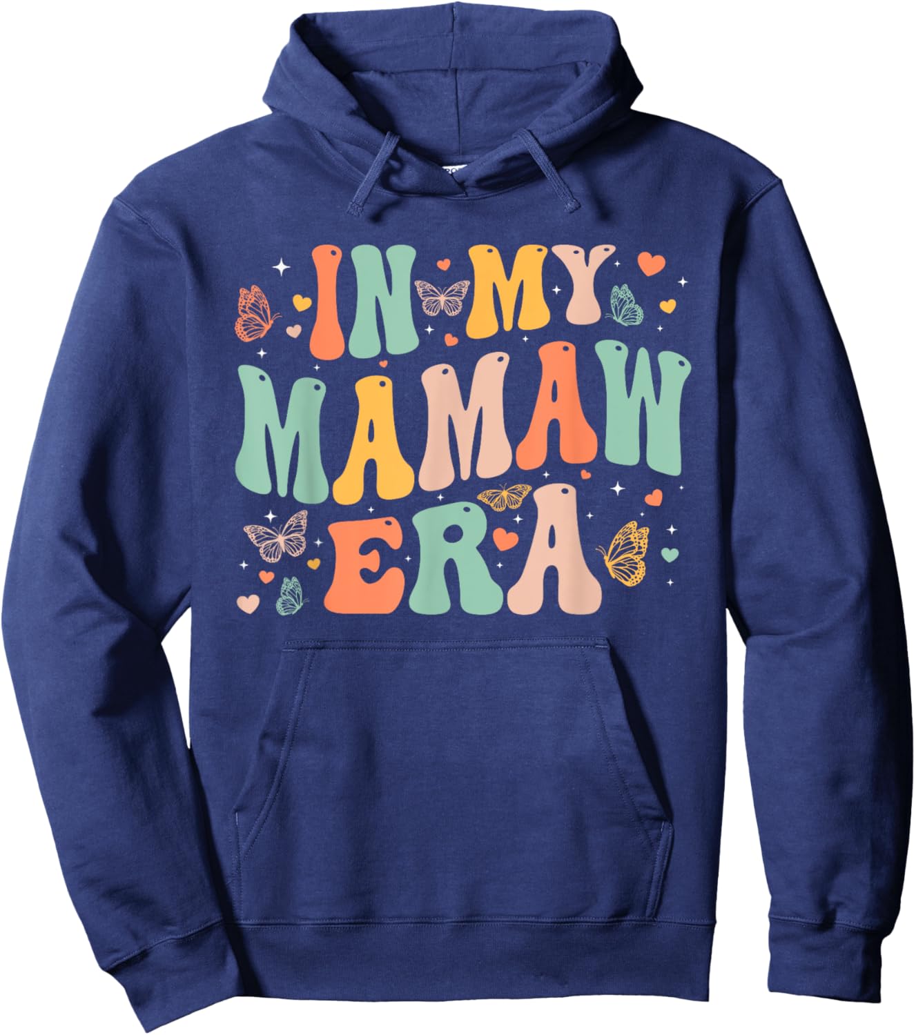 Retro Groovy In My Mamaw Era Mother's Day Gifts Women Hoodie - Hoodie | Navy