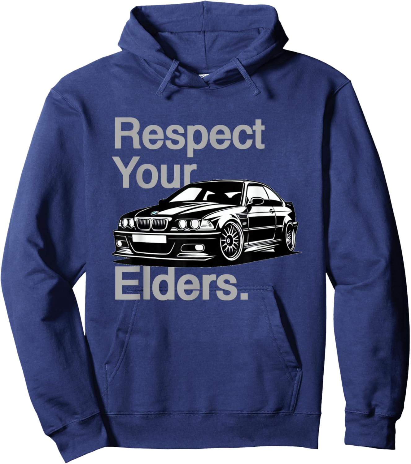 Russ Designs Respect Your Elders Vintage Euro E46 3 Series -Adults , Black, Small Hoodie - Hoodie | Navy