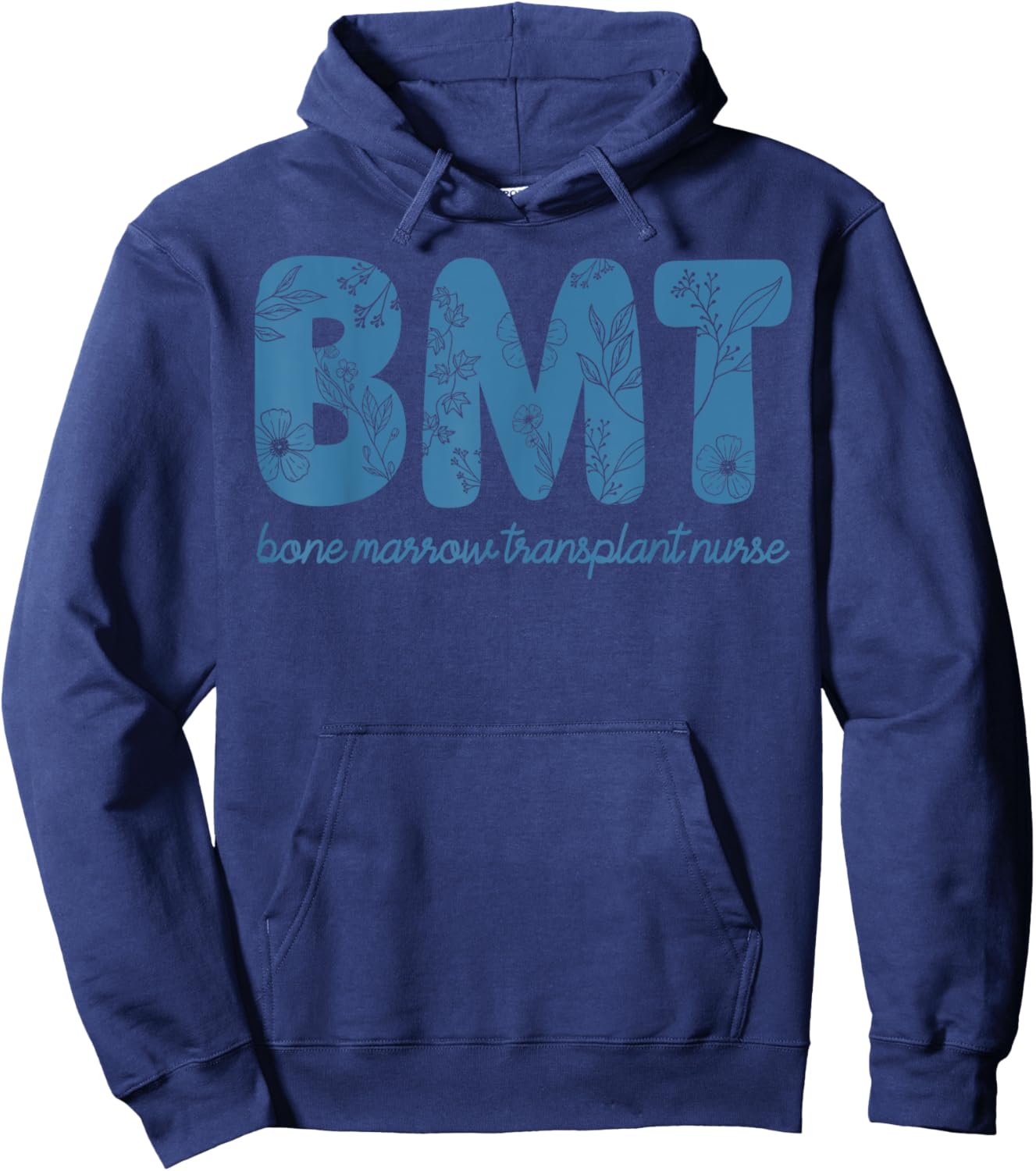 Boho Floral Bone Marrow Transplant Nurse Pediatric BMT RN Hoodie - Hoodie | Navy