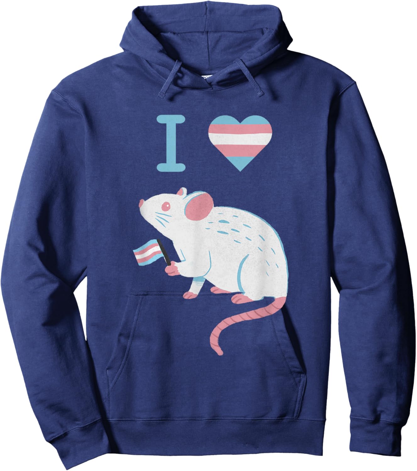 I Love Trans Mice Mouse Political Funny Cute Meme Hoodie - Hoodie | Navy