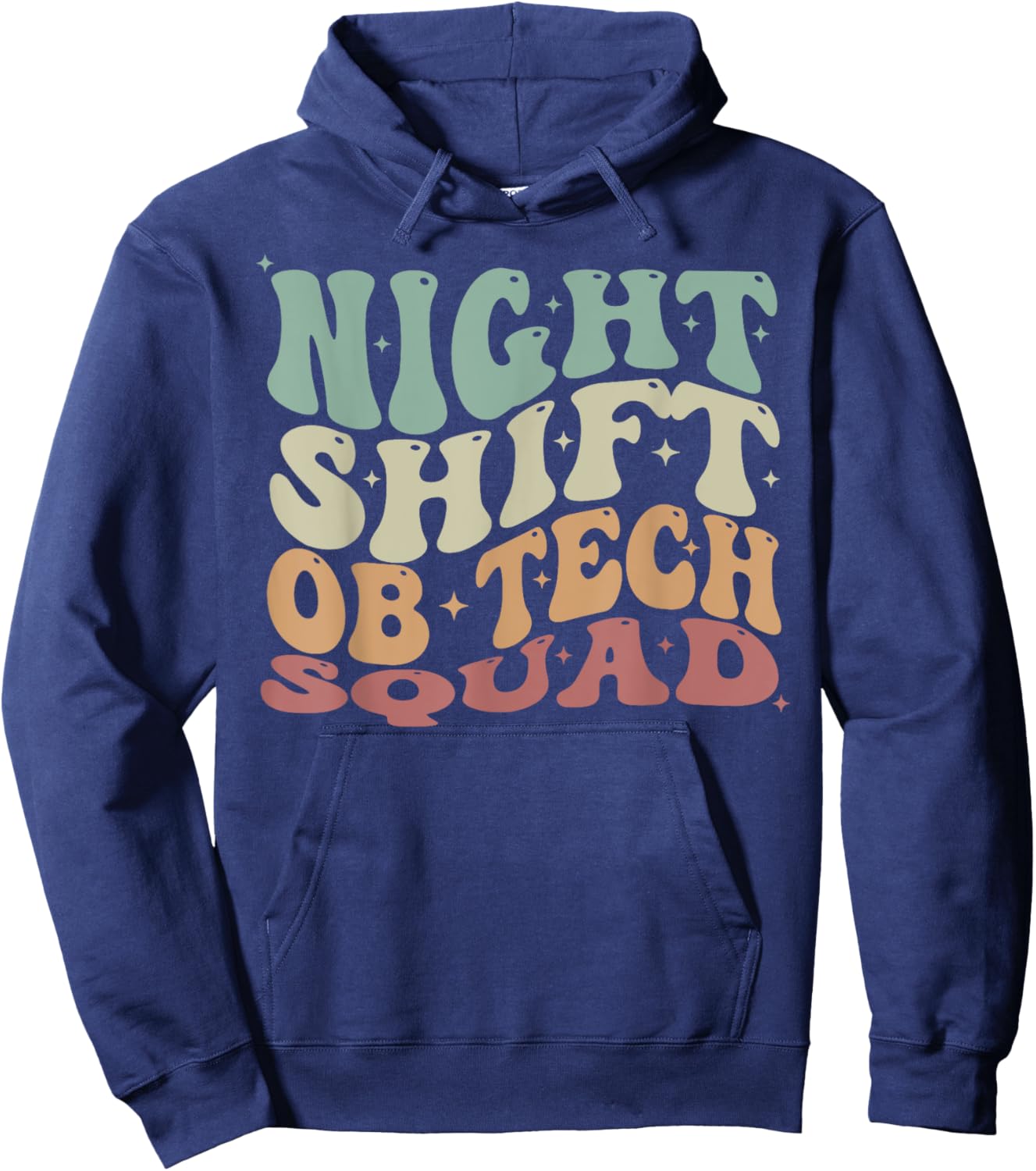 Groovy Night Shift OB Tech Squad Obstetrics Technician Hoodie - Hoodie | Navy
