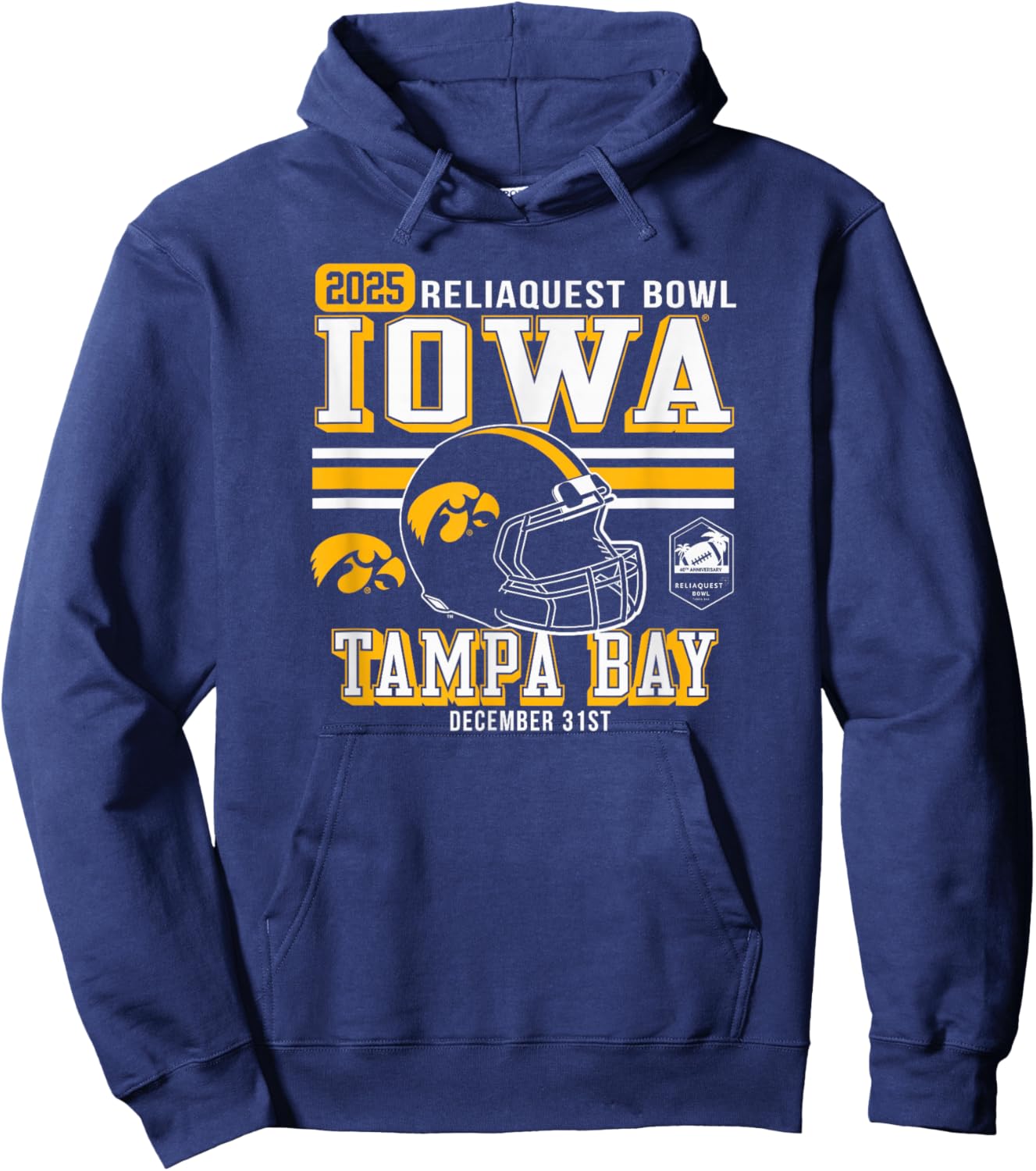 Iowa Hawkeyes ReliaQuest Bowl 2025 Officially Licensed Hoodie - Hoodie | Navy