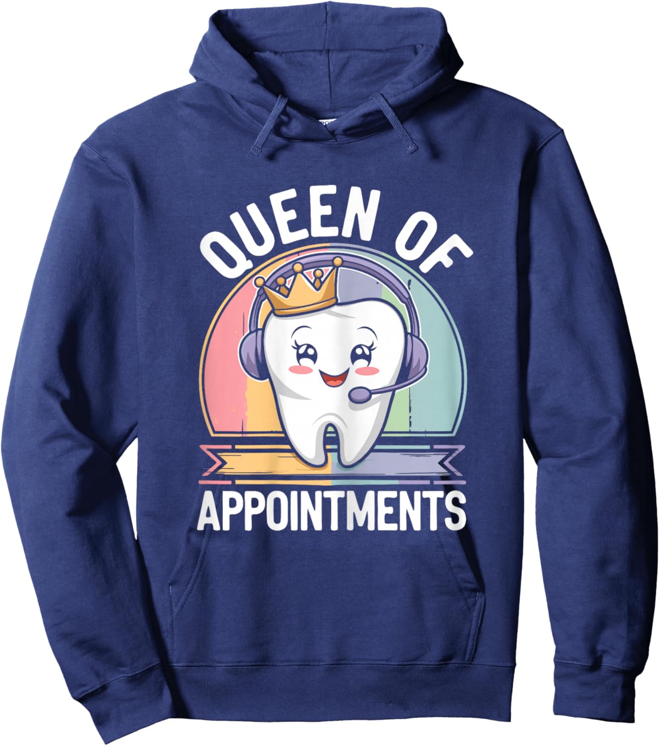 Dental Receptionist Queen Dentist's Office Reception Hoodie - Hoodie | Navy