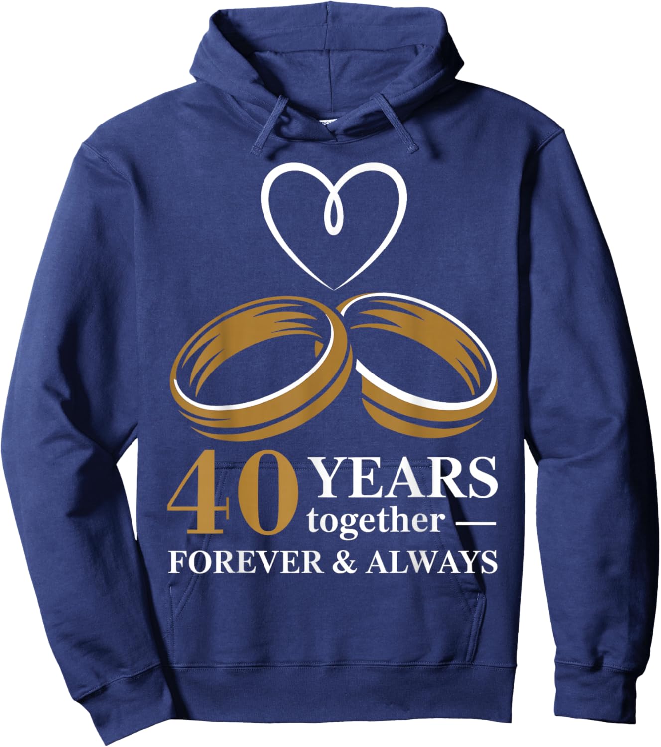 40th Wedding Anniversary Shirt for Couple - 40 Years Wedding Hoodie - Hoodie | Navy
