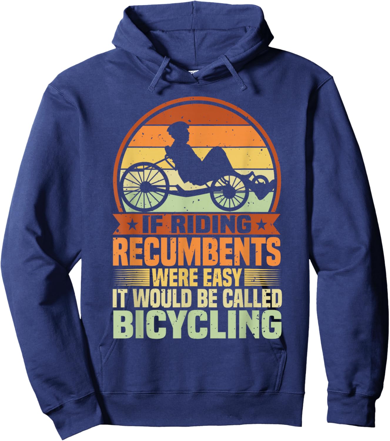 Recumbent Bike & Trike, Bicycle Recumbent Trike Cyclist Hoodie - Hoodie | Navy