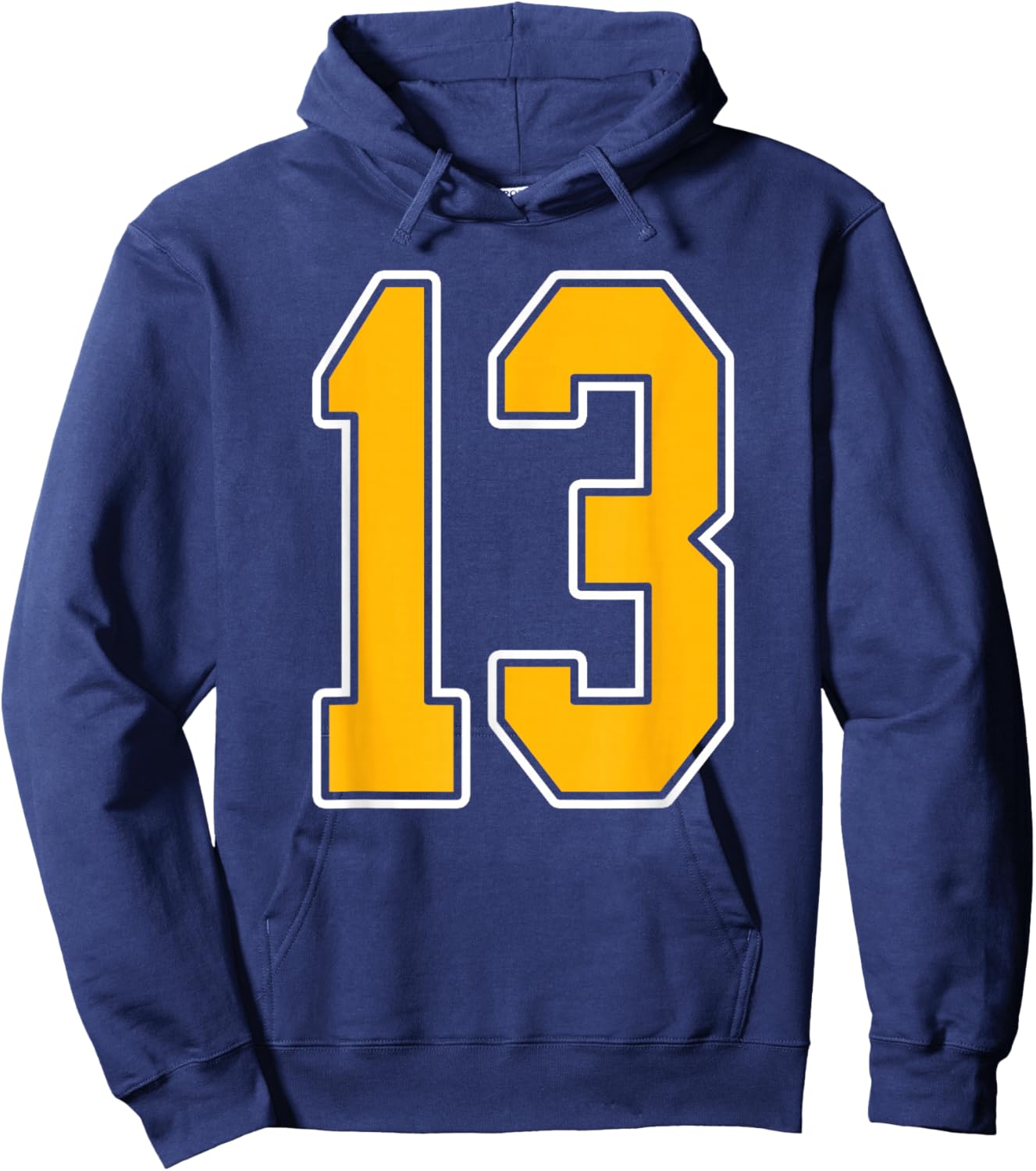 Gold and White Sports Number 13 Jersey Uniform Player Hoodie - Hoodie | Navy