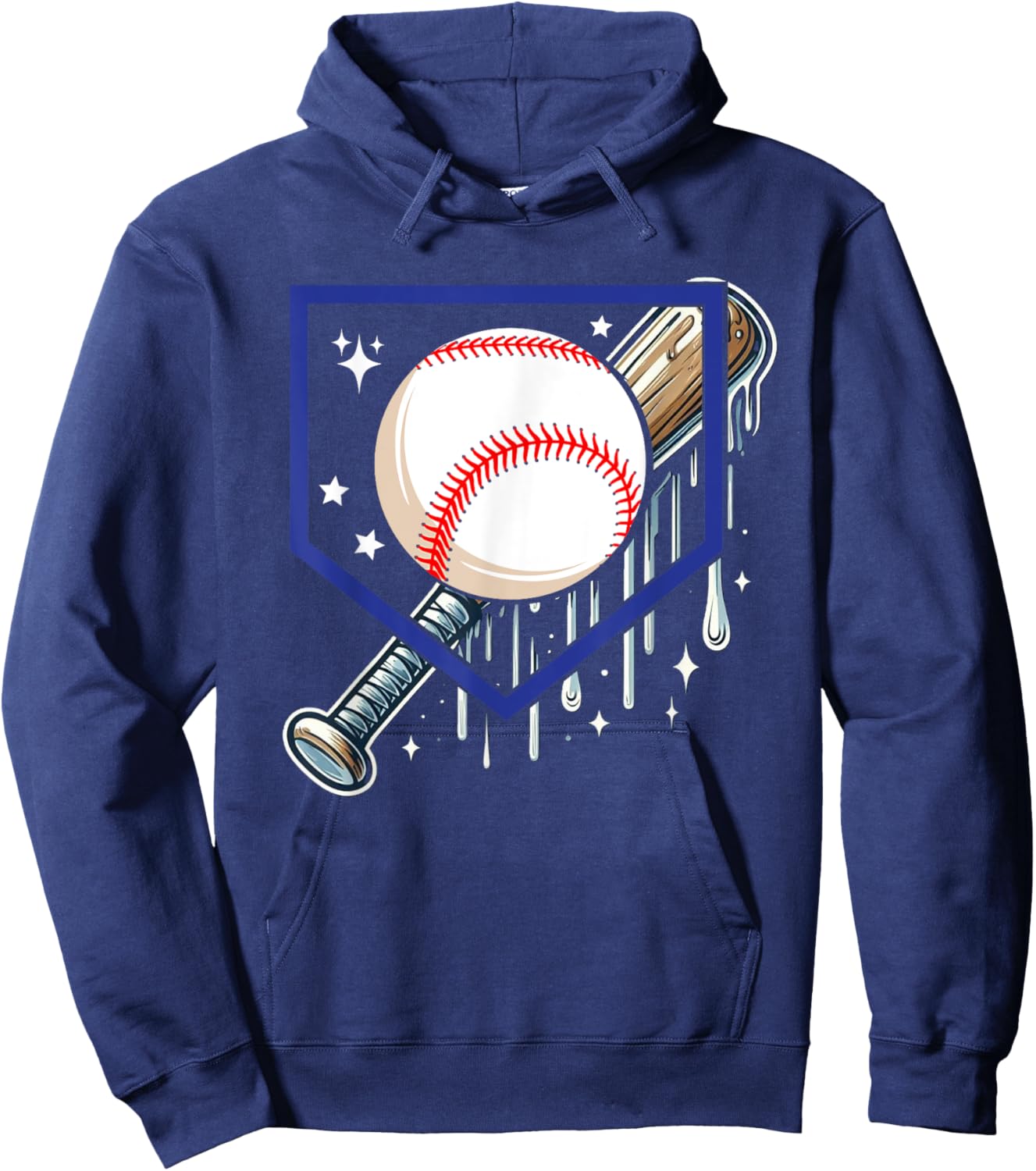 Baseball Home Plate Drip Boys Baseball, Baseball Drip Hoodie - Hoodie | Navy