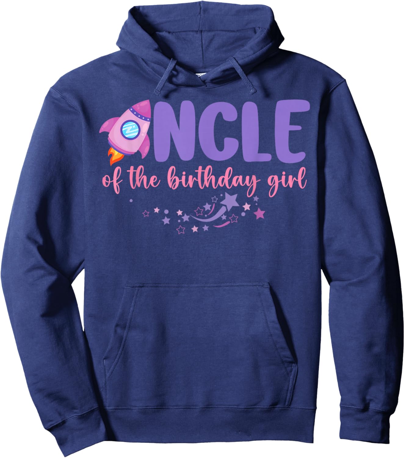 Two The Moon Uncle of The Birthday Girl Astronaut Family Hoodie - Hoodie | Navy