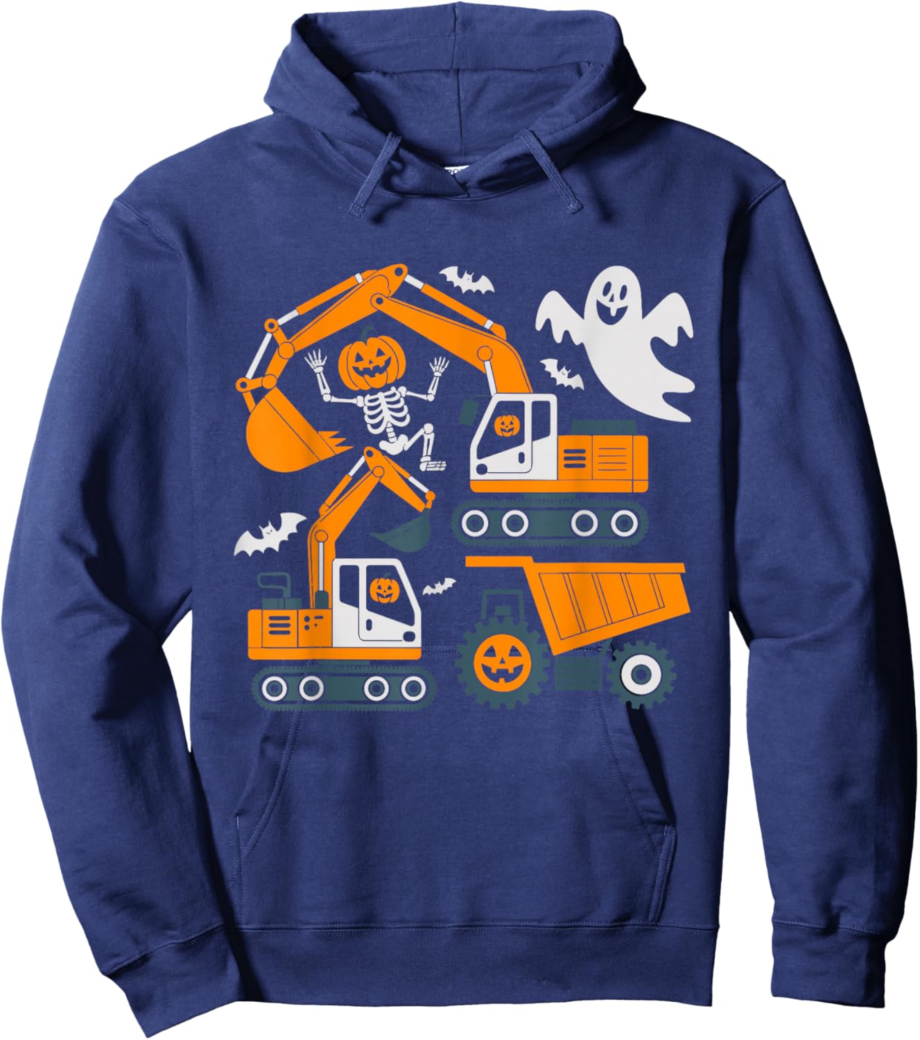 Construction Trucks Funny Spooky Halloween Costumes Toddler Hoodie - Hoodie | Navy