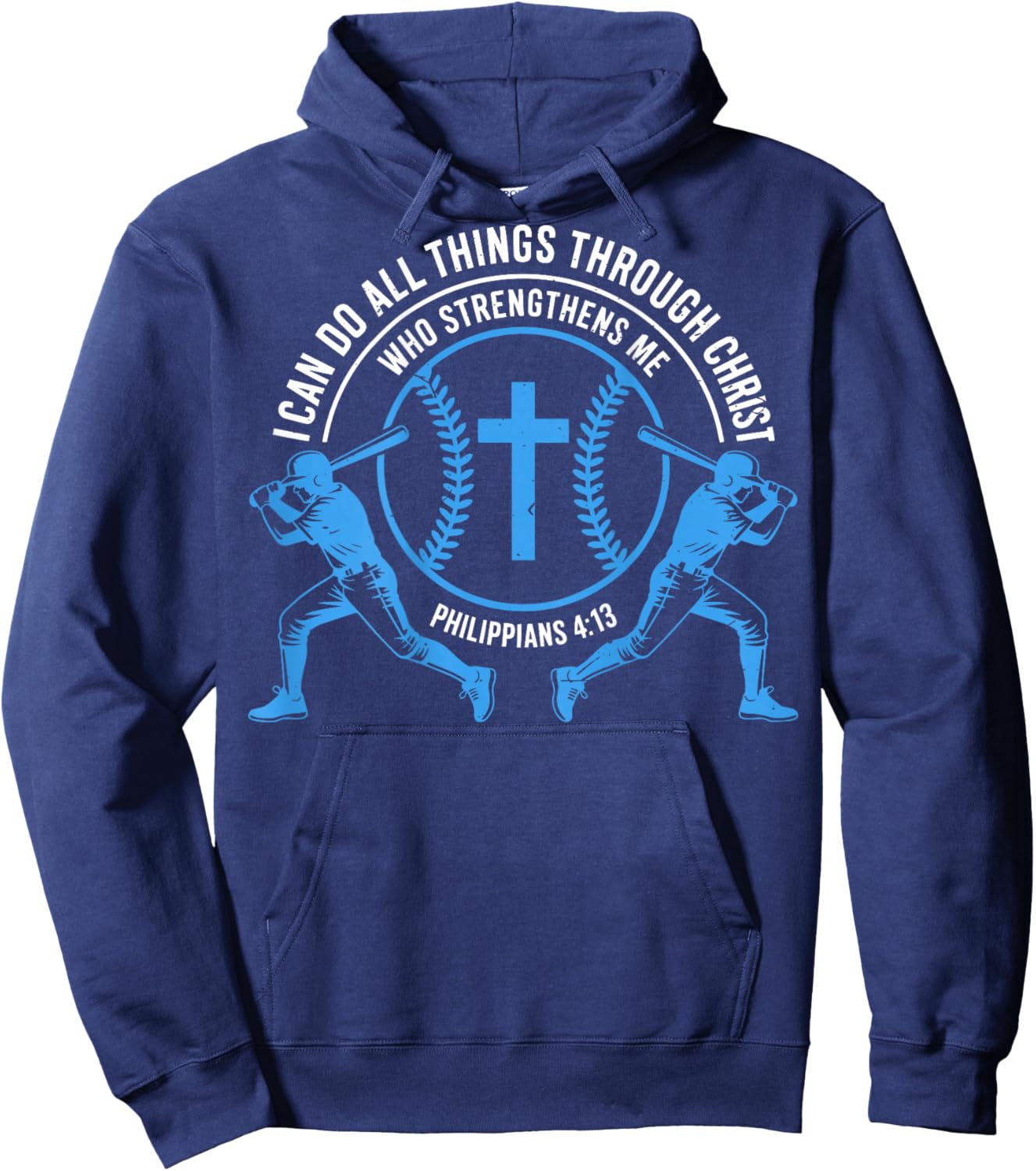 Boys Baseball Christian-Shirt Softball I Can Do All Things Hoodie - Hoodie | Navy