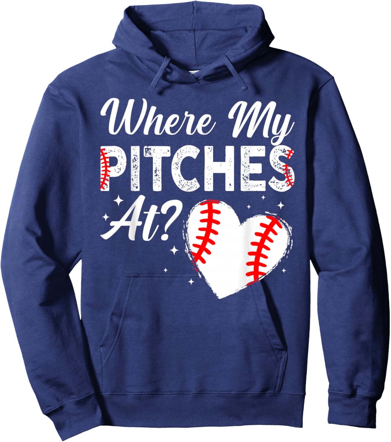 Where My Pitches At Funny Mom Baseball Softball Hoodie - Hoodie | Navy