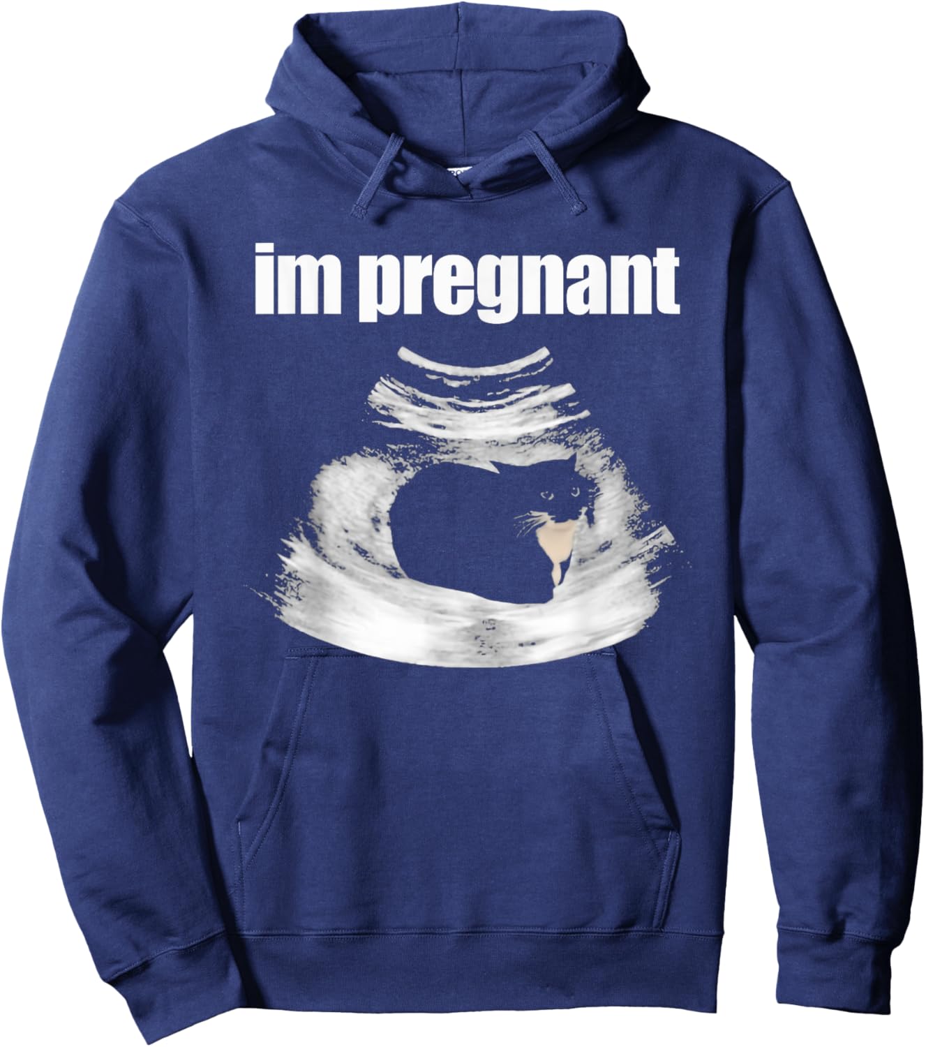 I’m Pregnant Cat Funny Cat Mom Pregnancy Black Kitten Women Hoodie - Hoodie | Navy