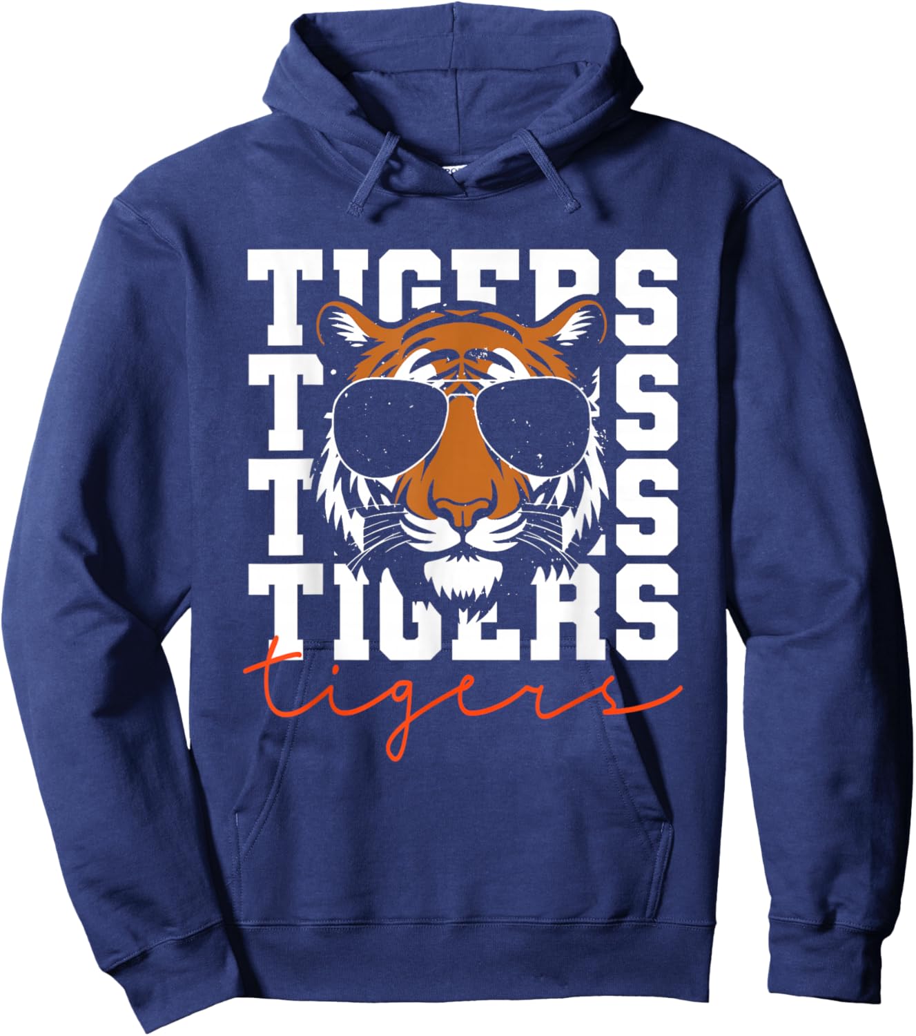 Vintage Tigers Inspirational Athletic Name Design Gift Hoodie - Hoodie | Navy