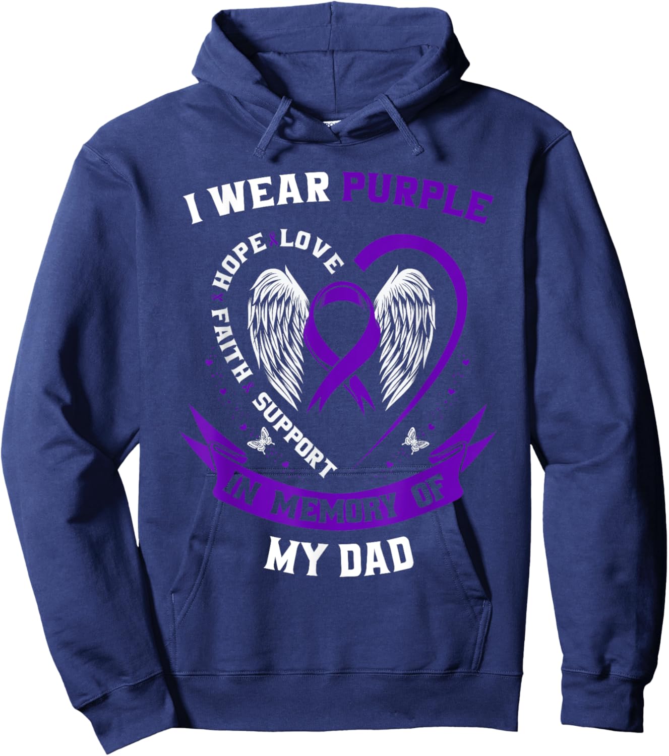 I Wear Purple For My Dad Pancreatic Cancer Awareness Shirt Hoodie - Hoodie | Navy