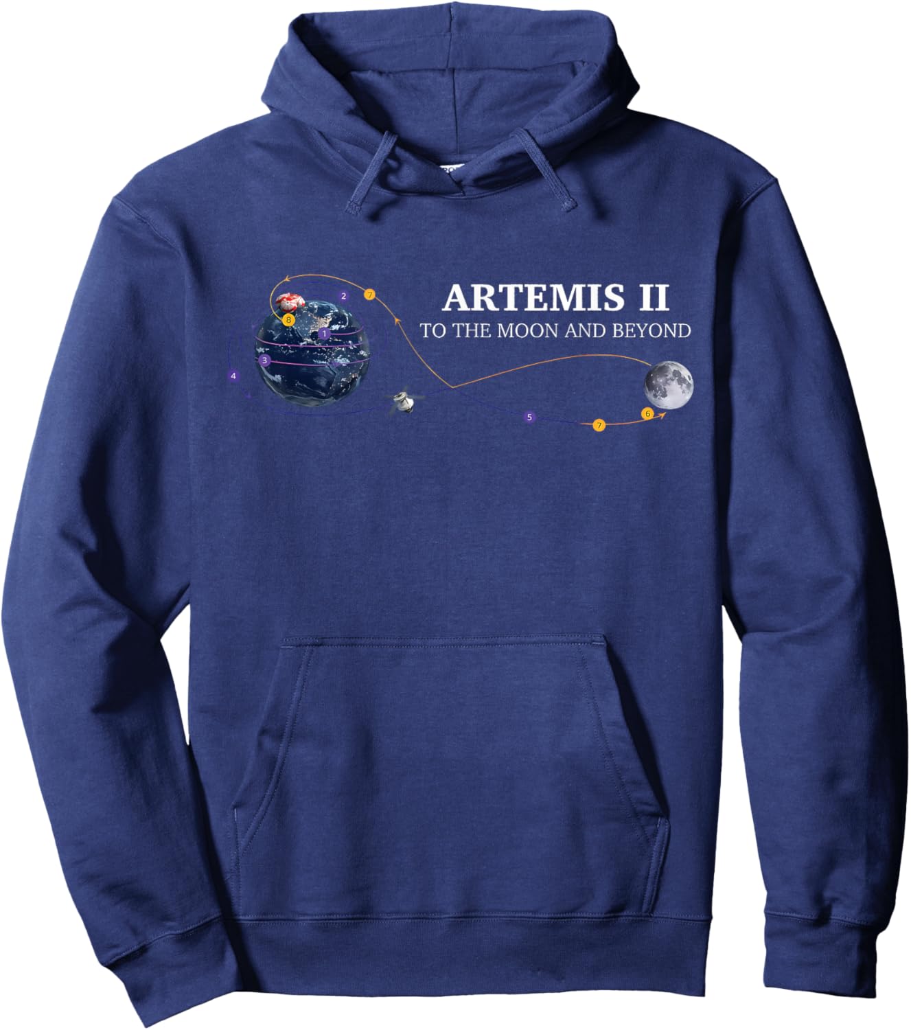 Artemis 2 Route Map SLS Rocket Launch Mission to The Moon Hoodie - Hoodie | Navy