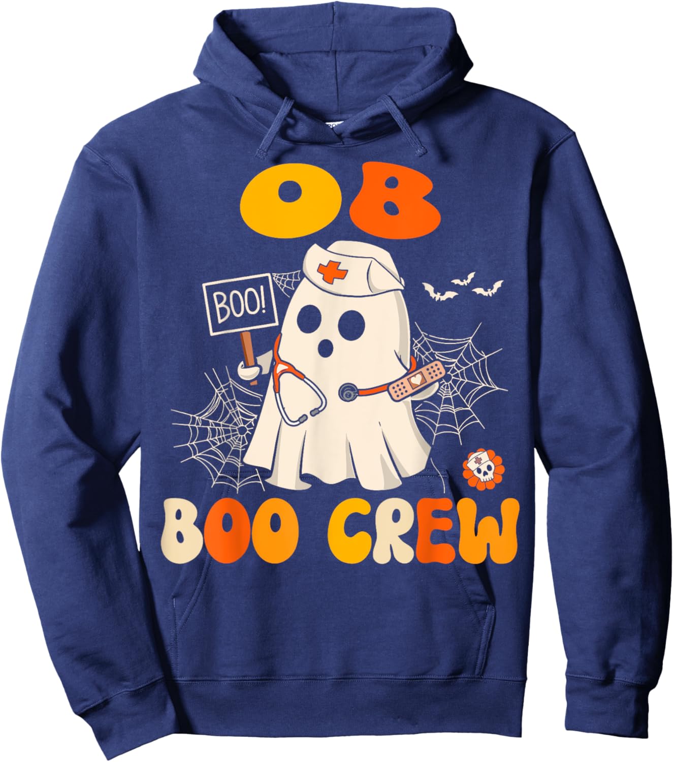 Groovy OB Nurse Funny Halloween Costume OB Gyn Nurse Hoodie - Hoodie | Navy