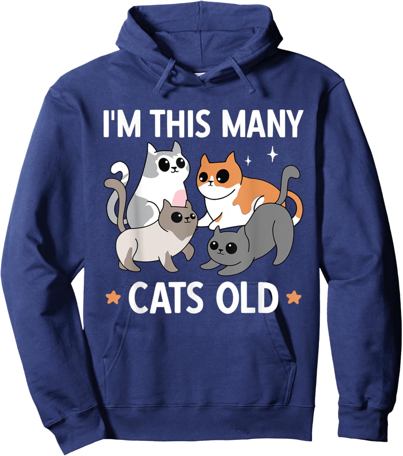 I'm This Many Cats Old 4th Birthday Party Kitten Cat Hoodie - Hoodie | Navy