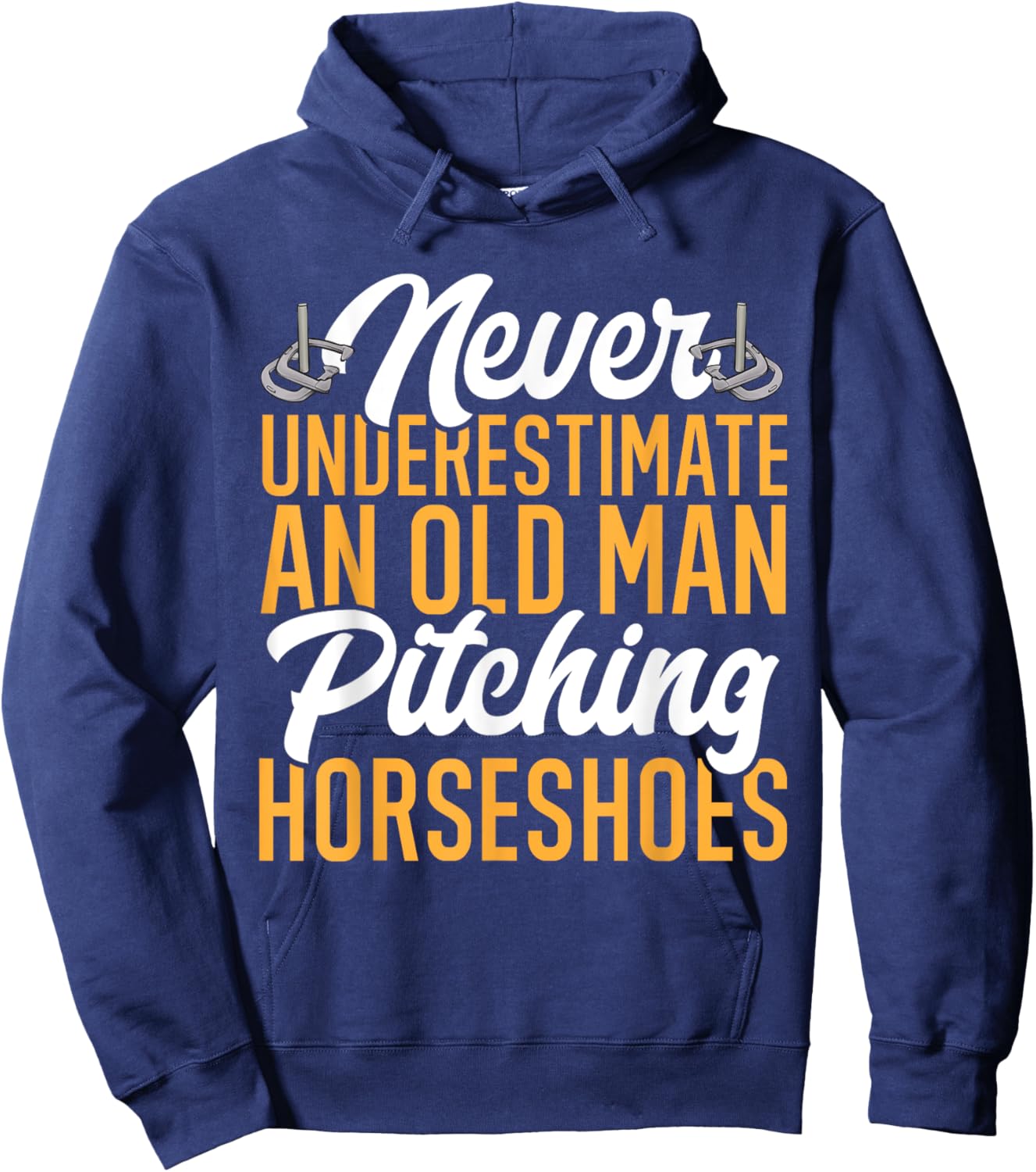 Horseshoes Game Horseshoe Pitching Old Man Hoodie - Hoodie | Navy