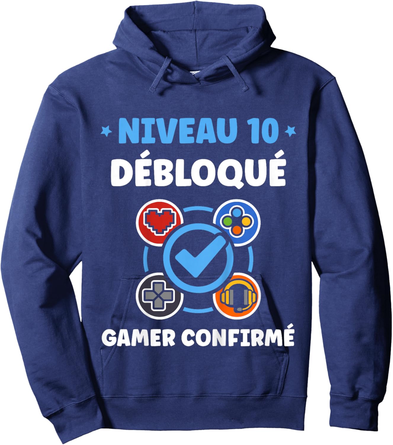 Enfant Gamer Niveau 10 Ans Geek Humour Anniversaire 10 Ans Hoodie - Hoodie | Navy
