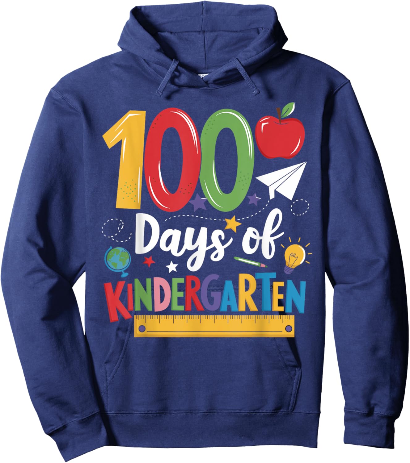 100 Days Of Kindergarten School 100th Days Of School Kids Hoodie - Hoodie | Navy