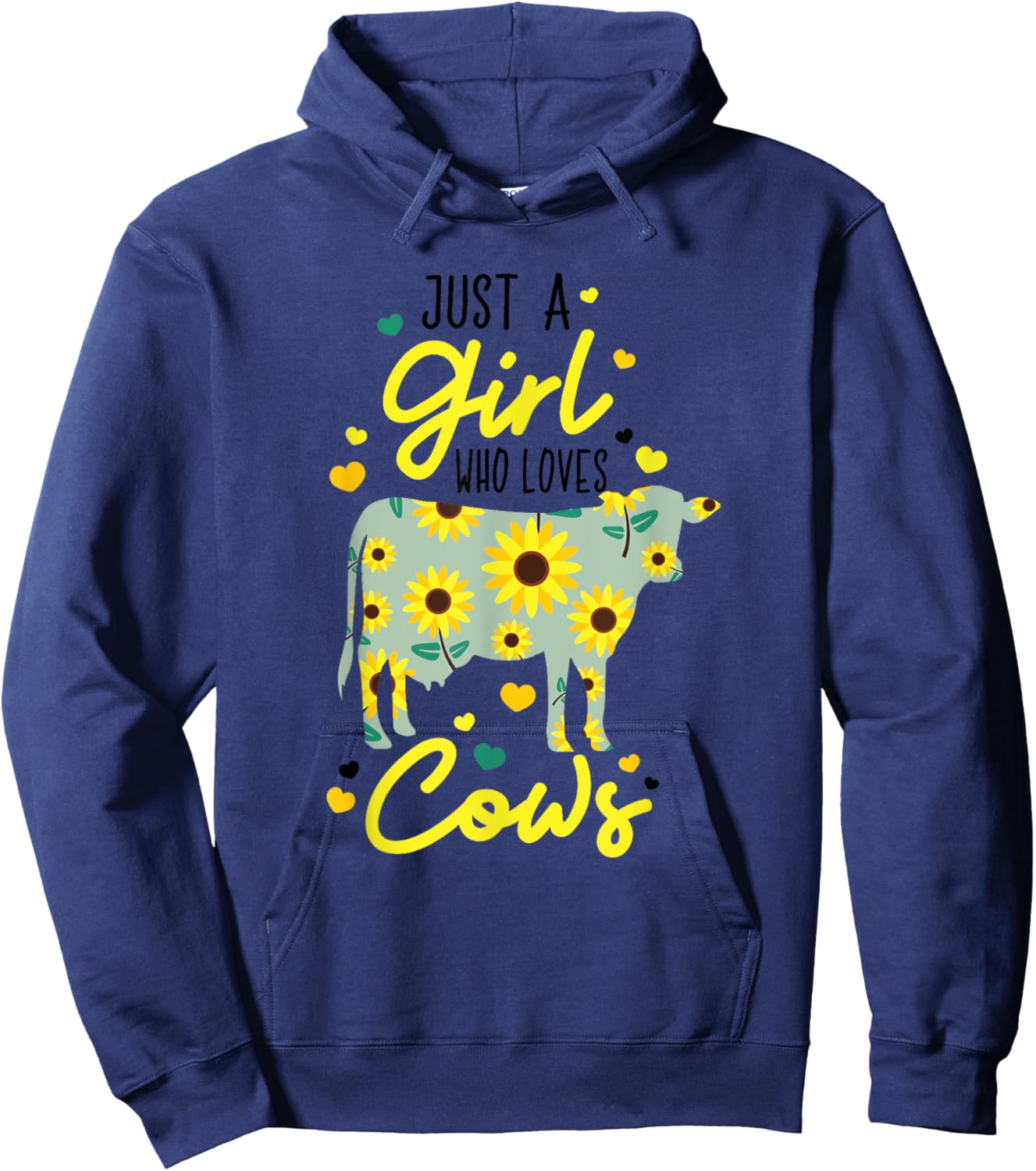Just A Girl Who Loves Cows Funny Floral Heifer Farmer Lovers Hoodie - Hoodie | Navy
