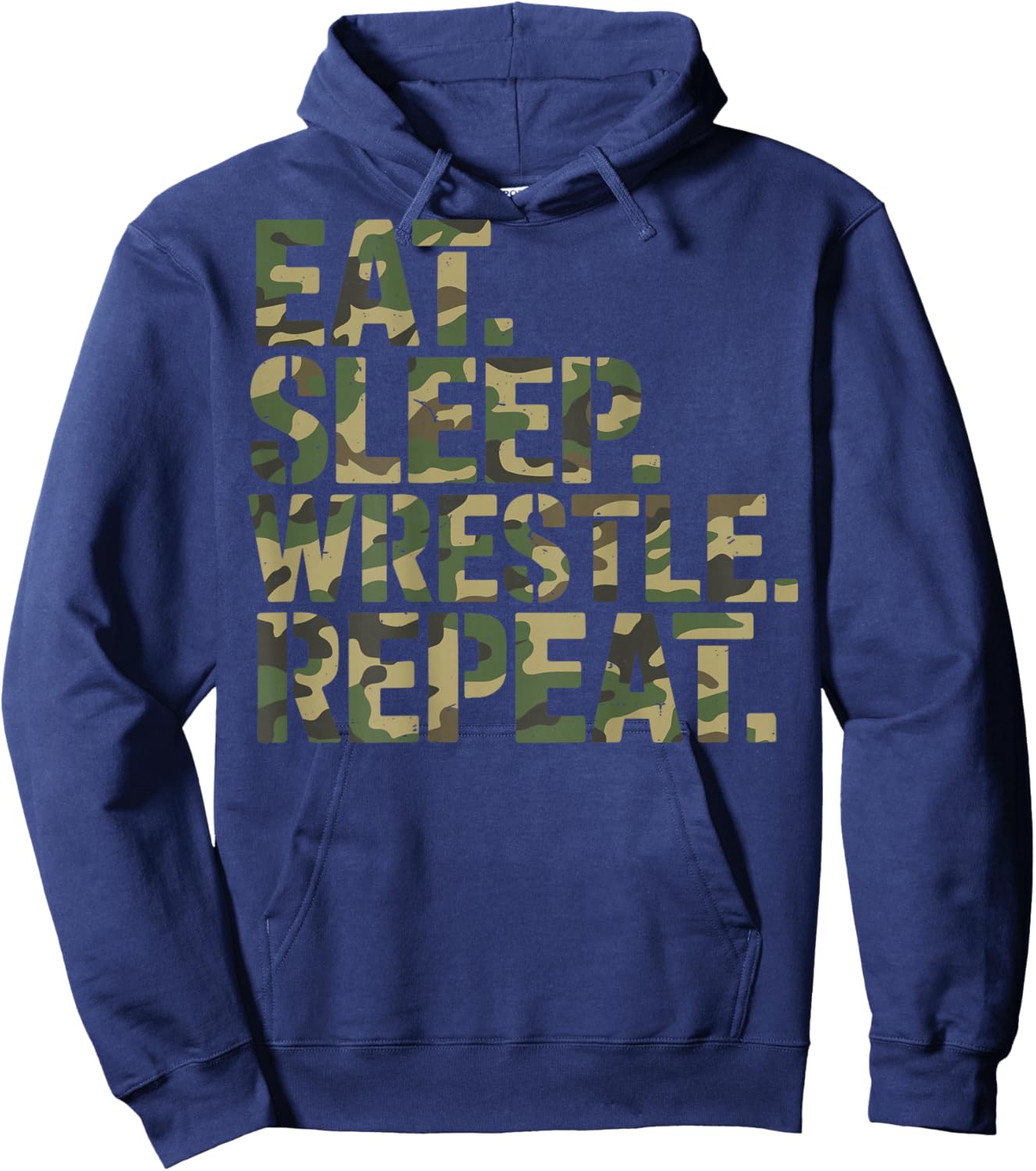Youth Camo US Wrestling Eat Sleep Wrestle Repeat Wrestler Hoodie - Hoodie | Navy