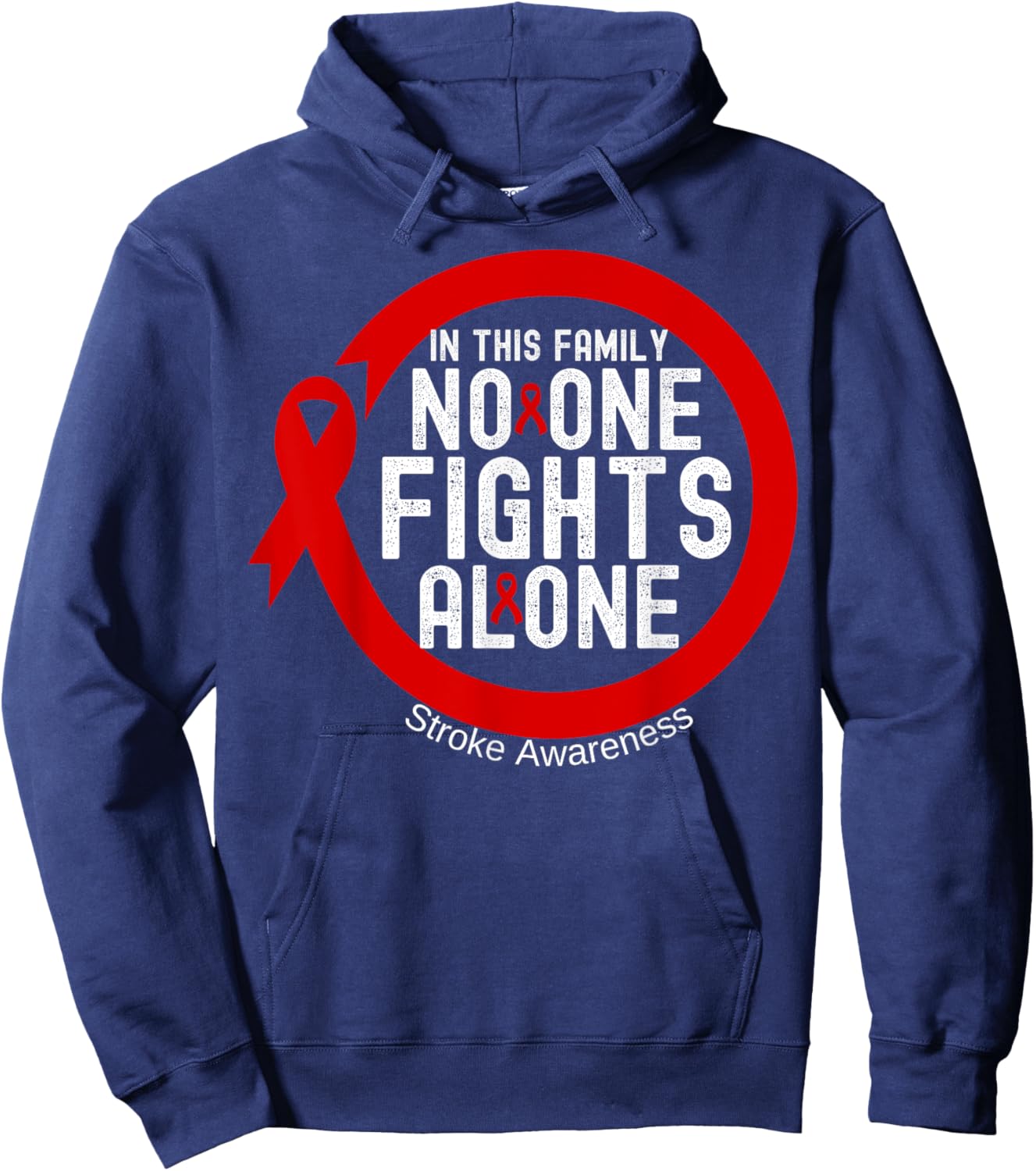 In This Family No-one Fight Alone Stroke Awareness Ribbon Hoodie - Hoodie | Navy