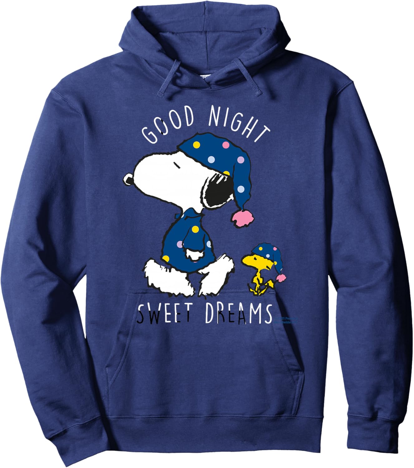 Peanuts Snoopy Woodstock Bonne Nuit, Doux rêves Classiques Haut de Gamme Hoodie - Hoodie | Navy