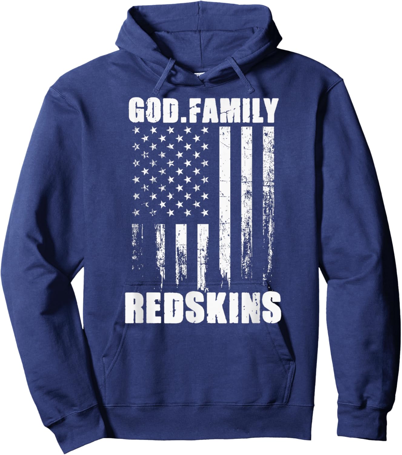 Bryan County Redskins God. Family. Vintage USA Flag Hoodie - Hoodie | Navy